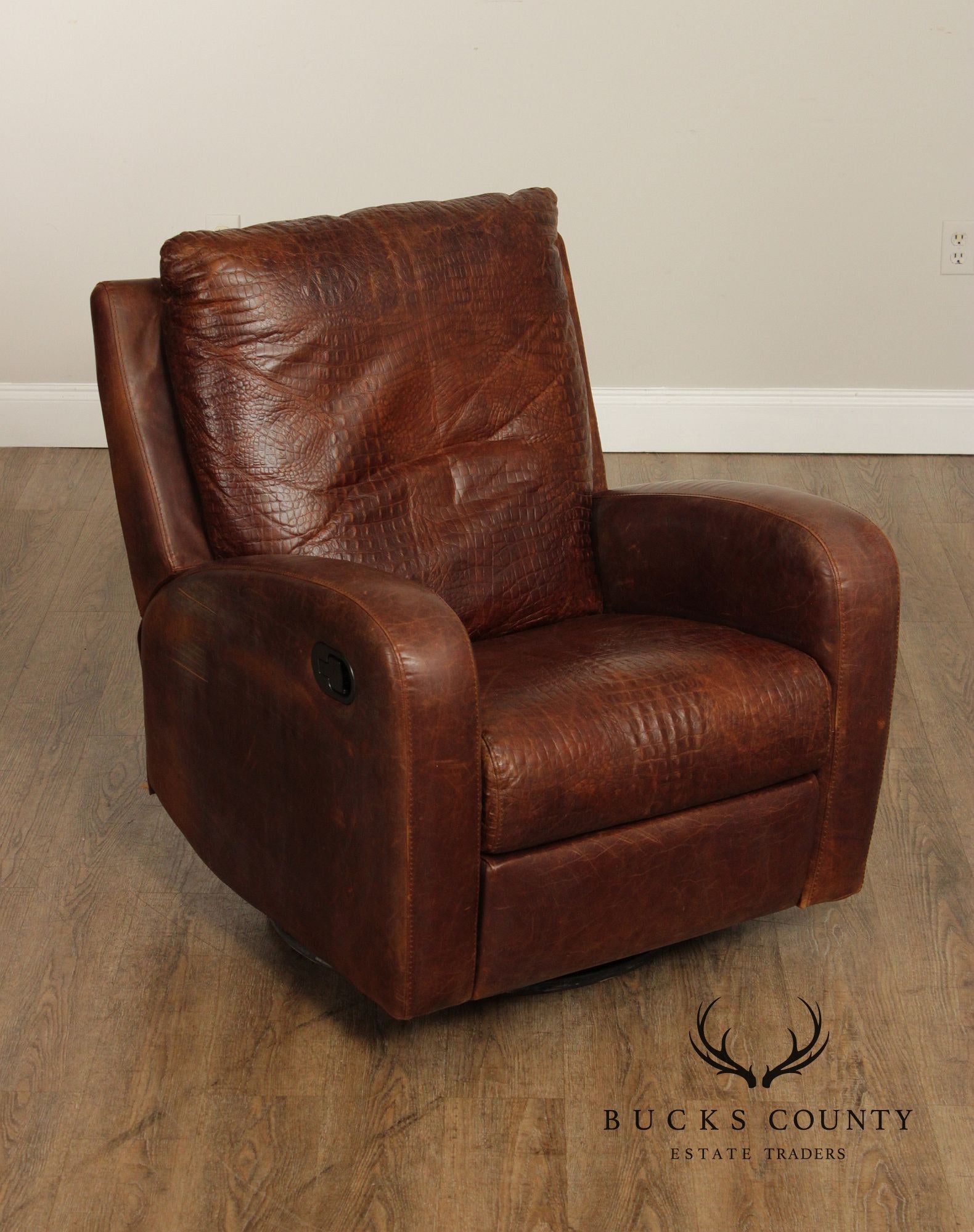 Art Deco Style Italian Leather Recliner Armchair