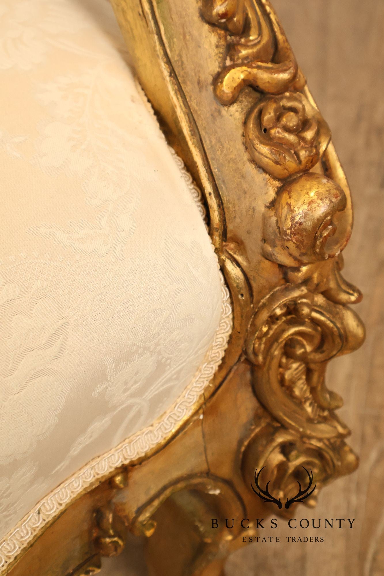 Italian Rococo Style Pair Of Carved Giltwood Upholstered Armchairs