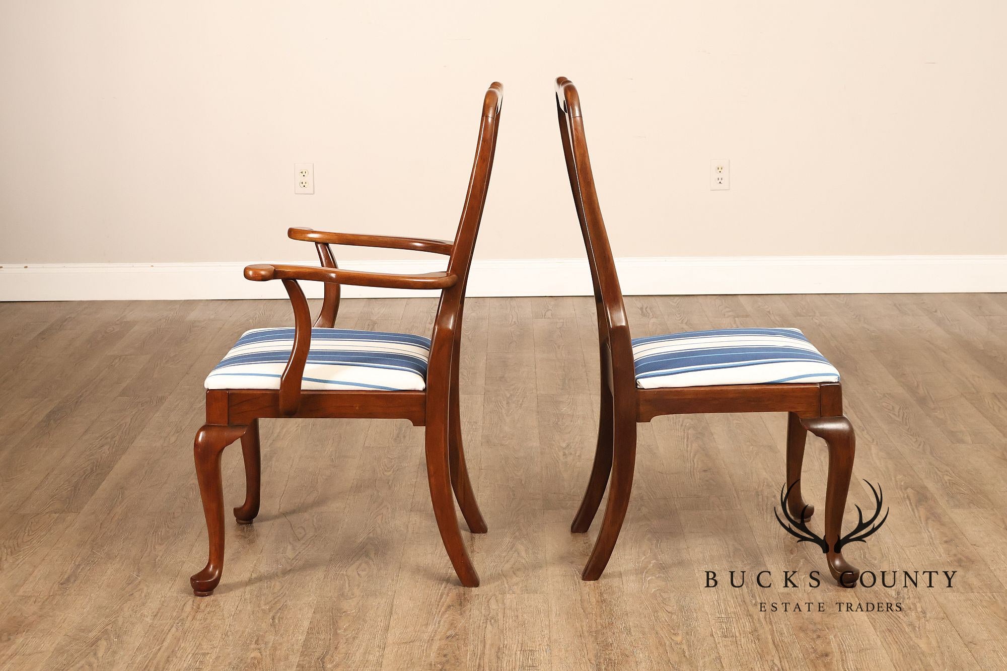 Ethan Allen Queen Anne Style Set Of Six Cherry Dining Chairs