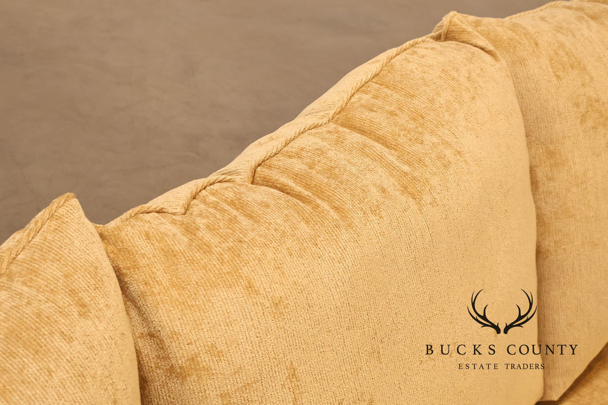 Traditional Gold Chenille Upholstered Three Cushion Sofa