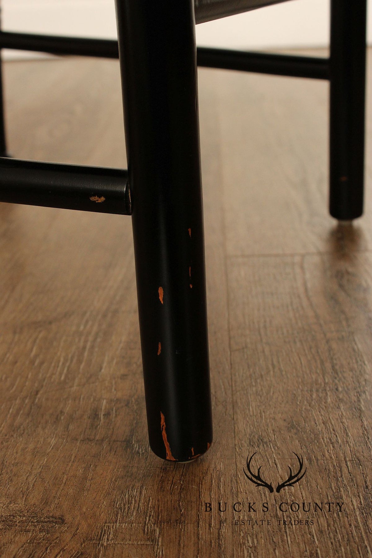 Early American Style Ebonized Rush Seat Side Chair