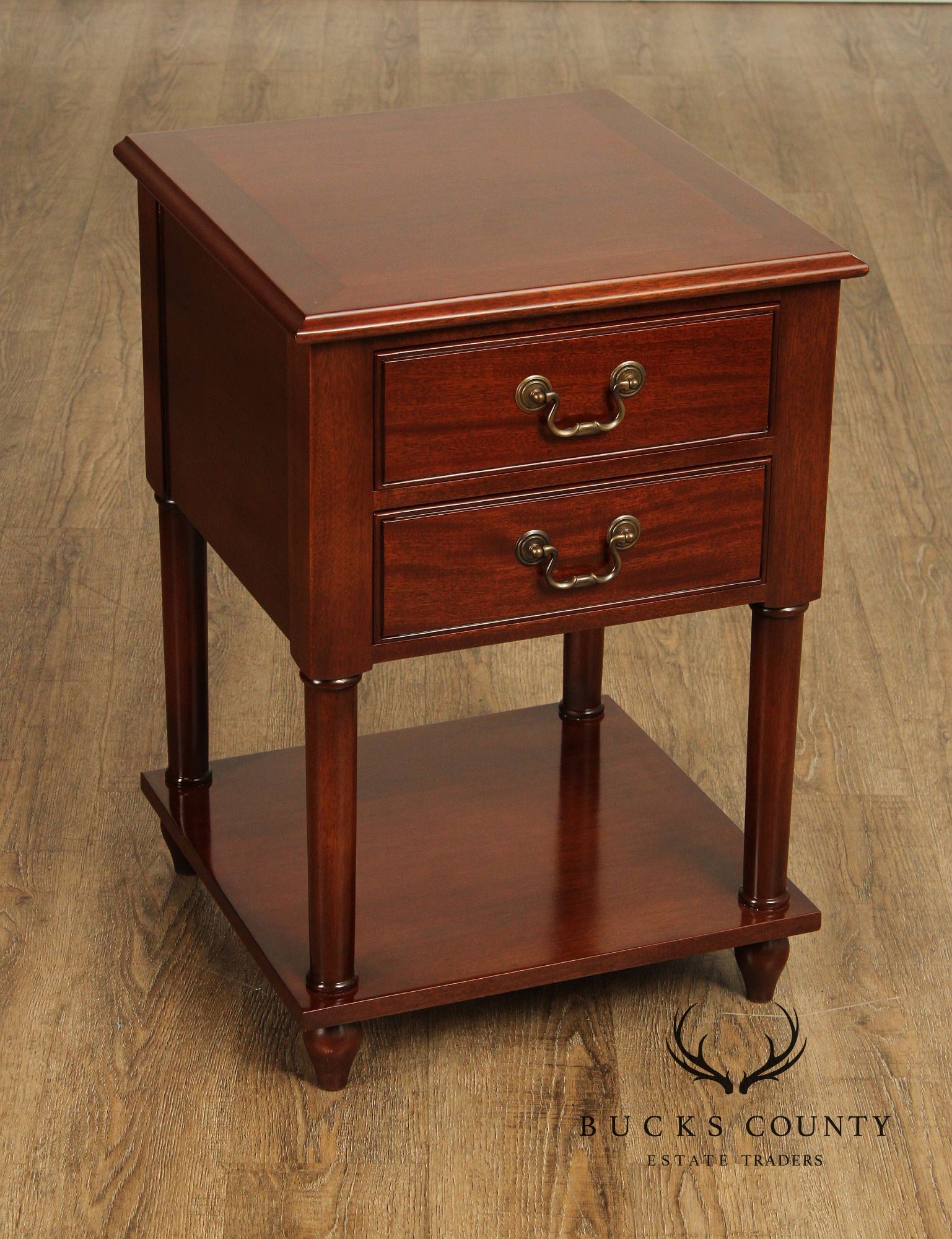 Traditional Mahogany Two Drawer Nightstand