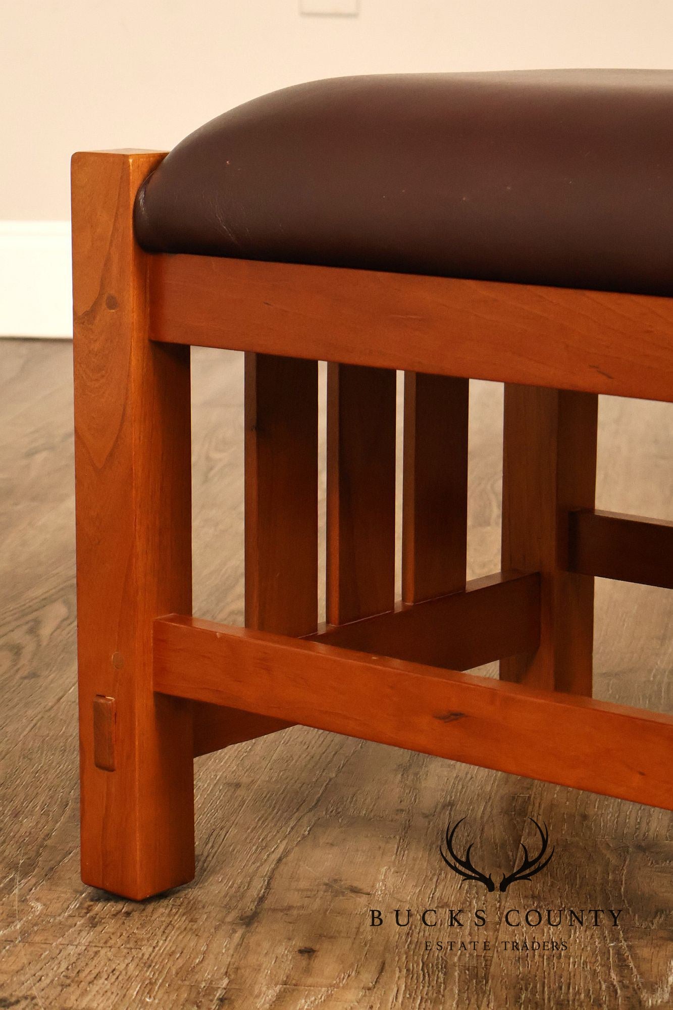 Stickley Mission Collection Cherry and Leather Footstool
