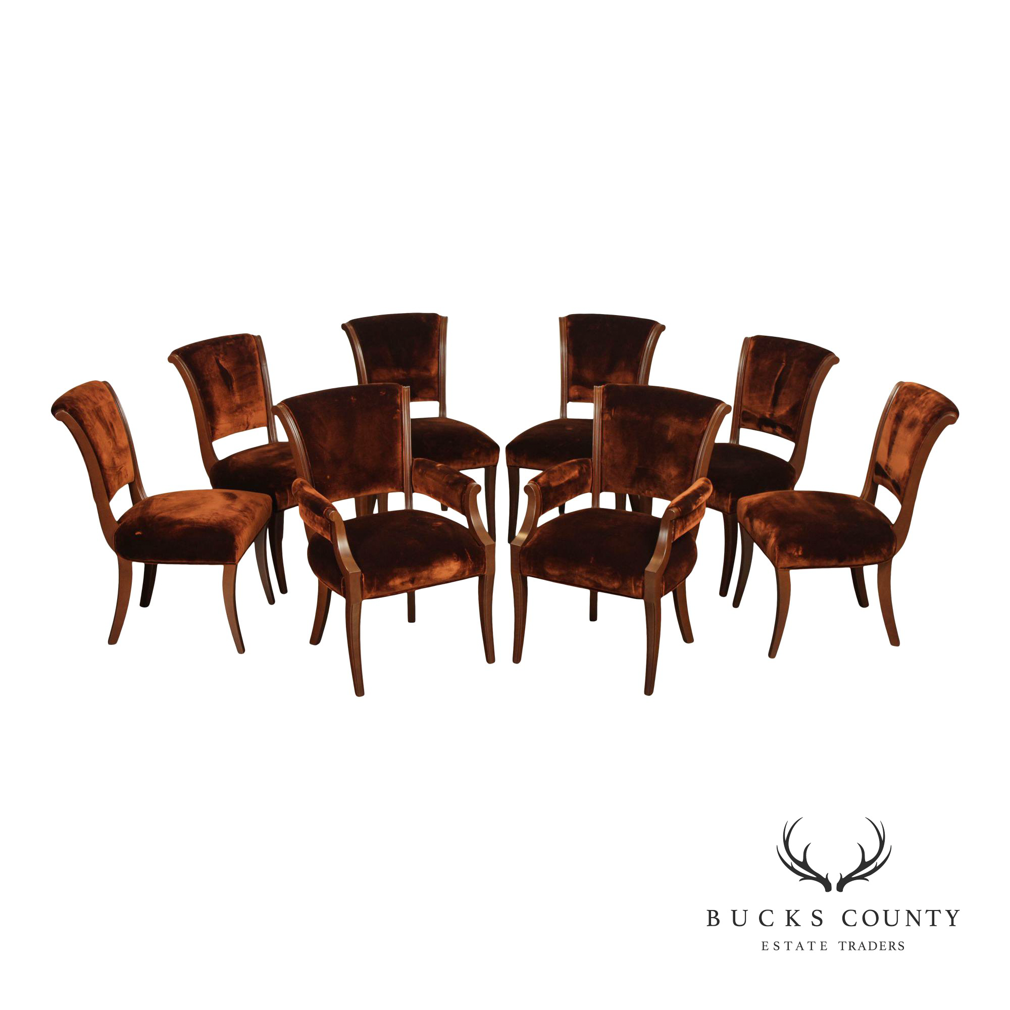 Acanto Luxury Furniture French Art Deco Style Set Of Eight Dining Chairs