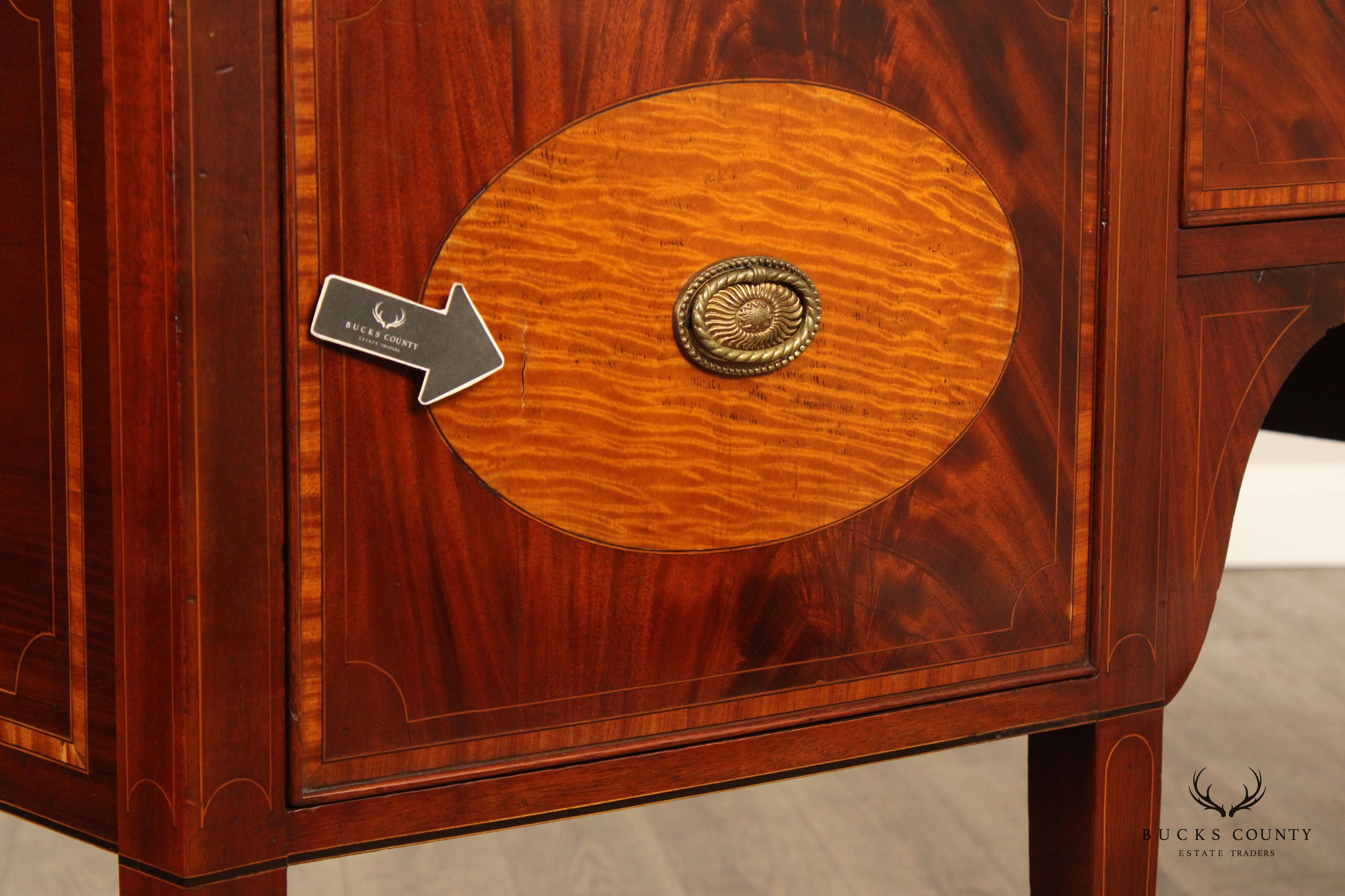 Antique English Federal Inlaid Mahogany Bowfront Sideboard