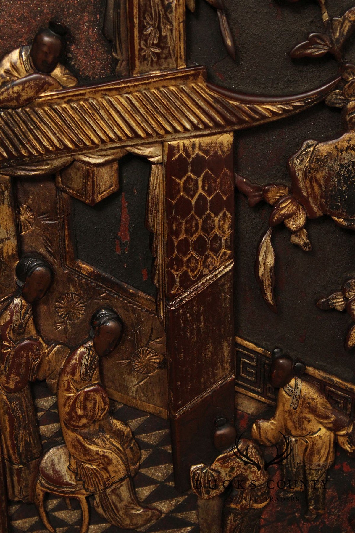 Chinese Export Style Carved Lacquer Cabinet