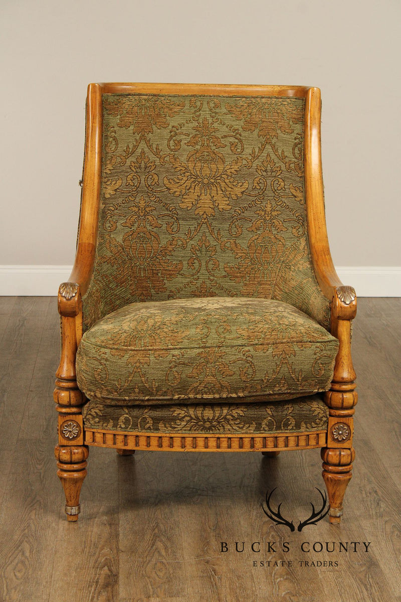Century Furniture Italian Regency Style Partial Silver Painted Armchair