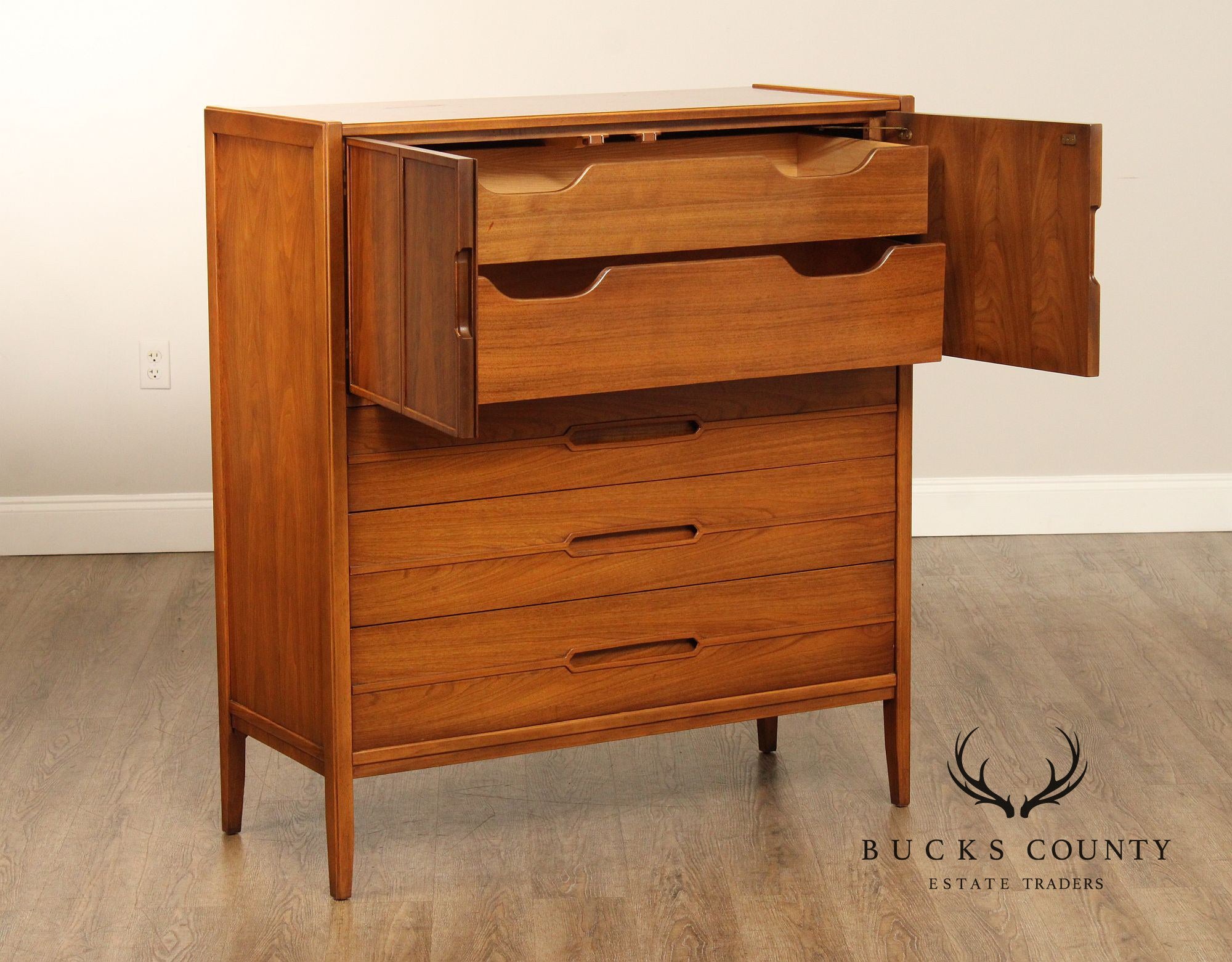 Mid Century Modern Walnut Tall Chest