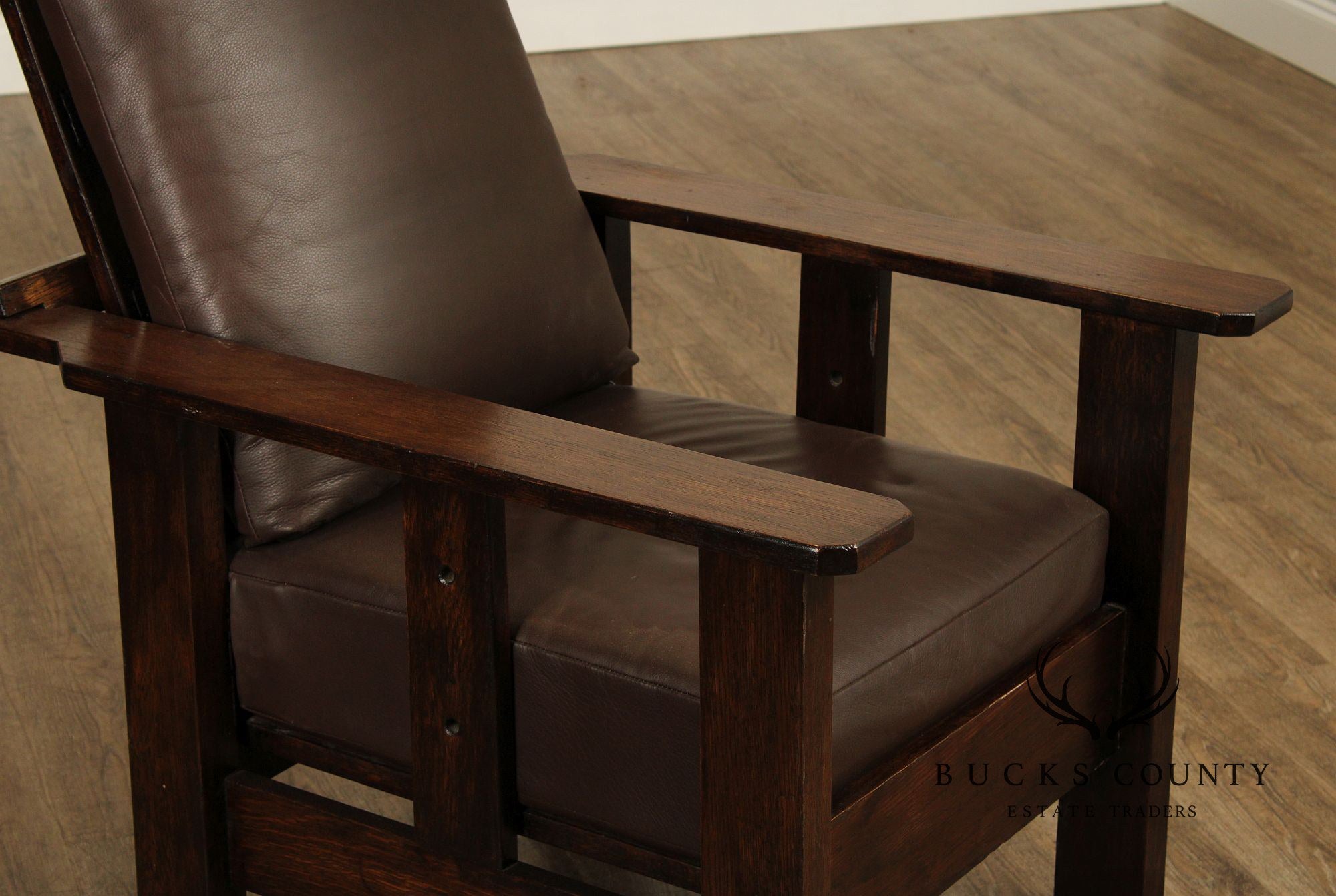 Antique Mission Oak and Leather Morris Chair