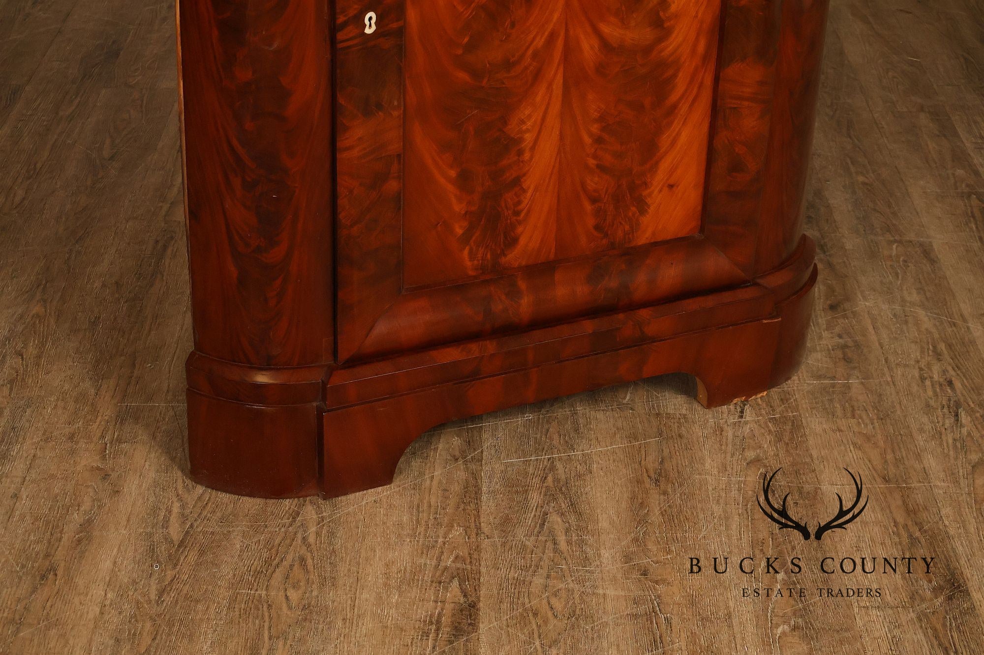 Antique Mahogany Biedermeier Two Piece Corner Cabinet