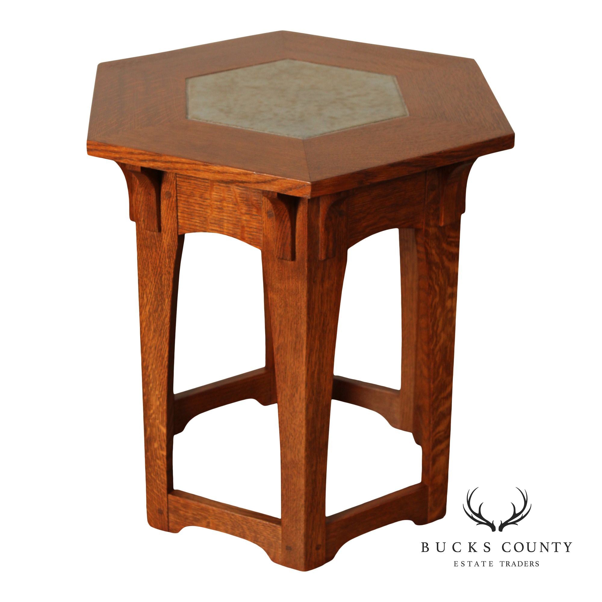 Stickley Mission Collection Gus Tile Top Oak Tabouret