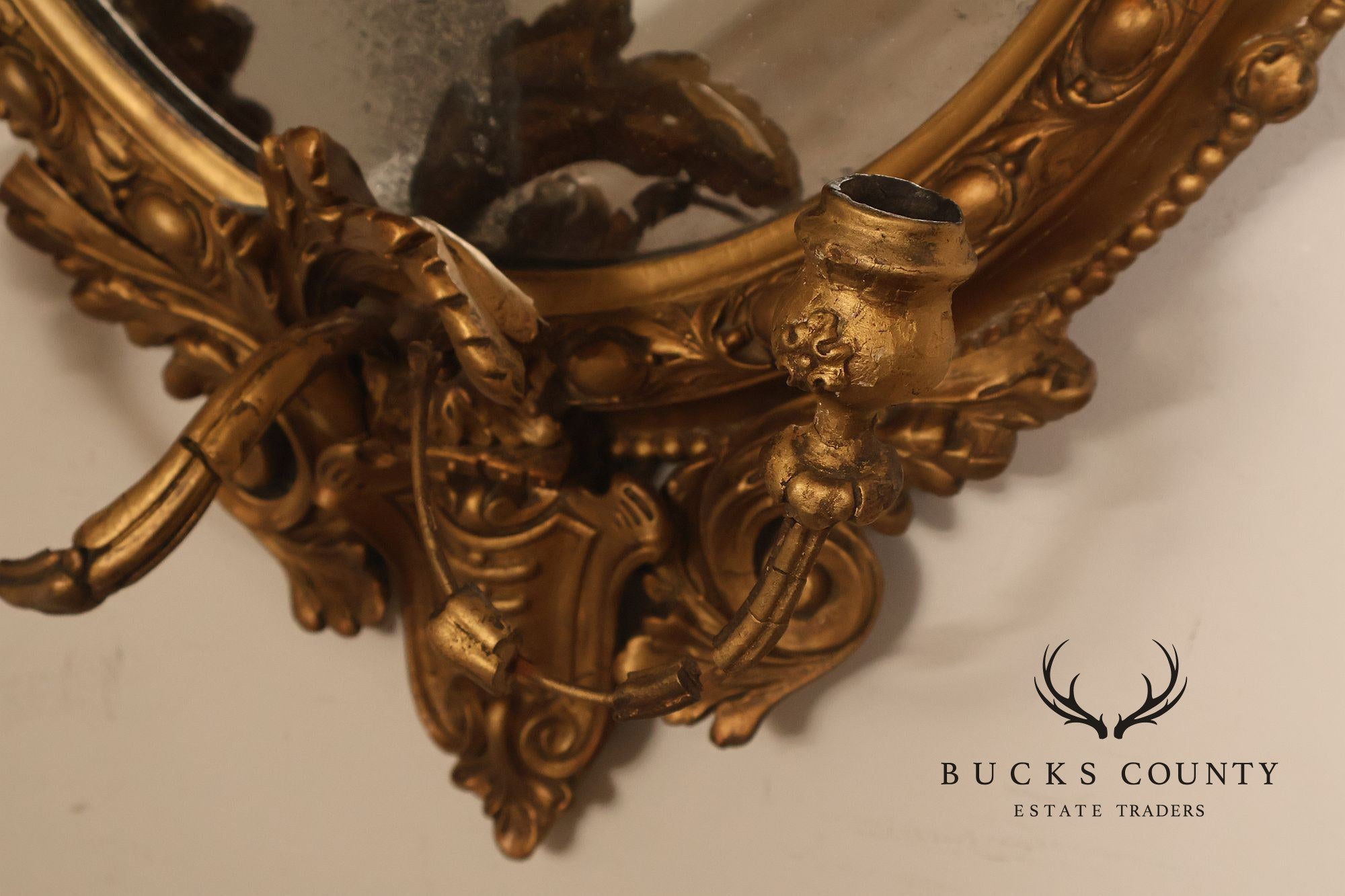 Antique French Giltwood Girandole Mirror