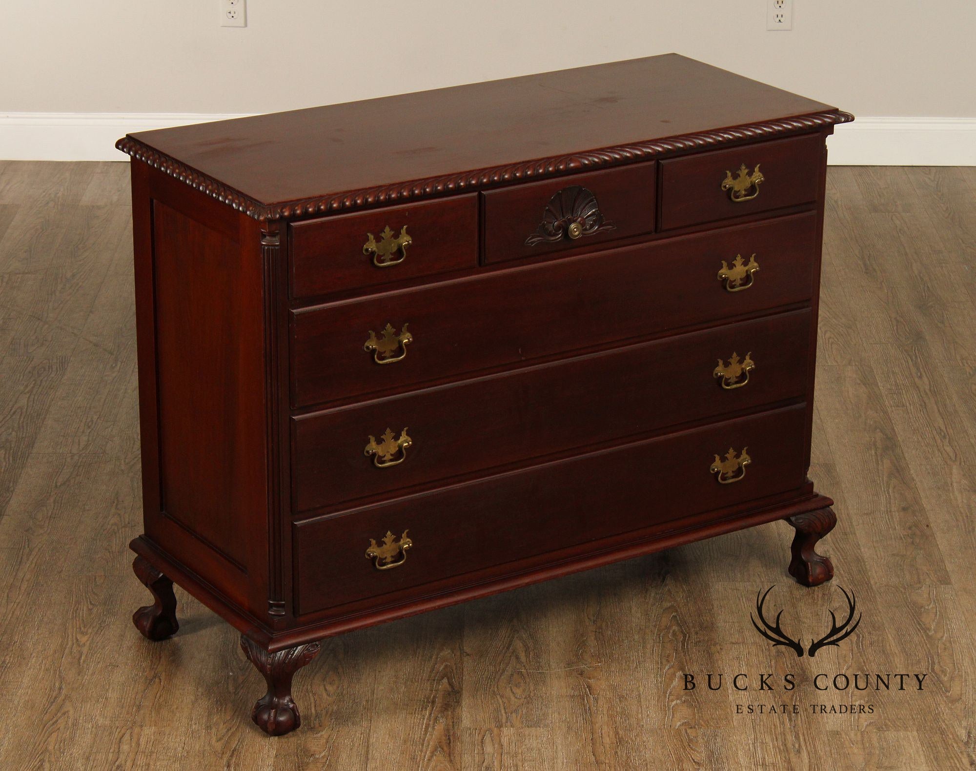 Chippendale Style Antique Bench Made Mahogany Chest of Drawers