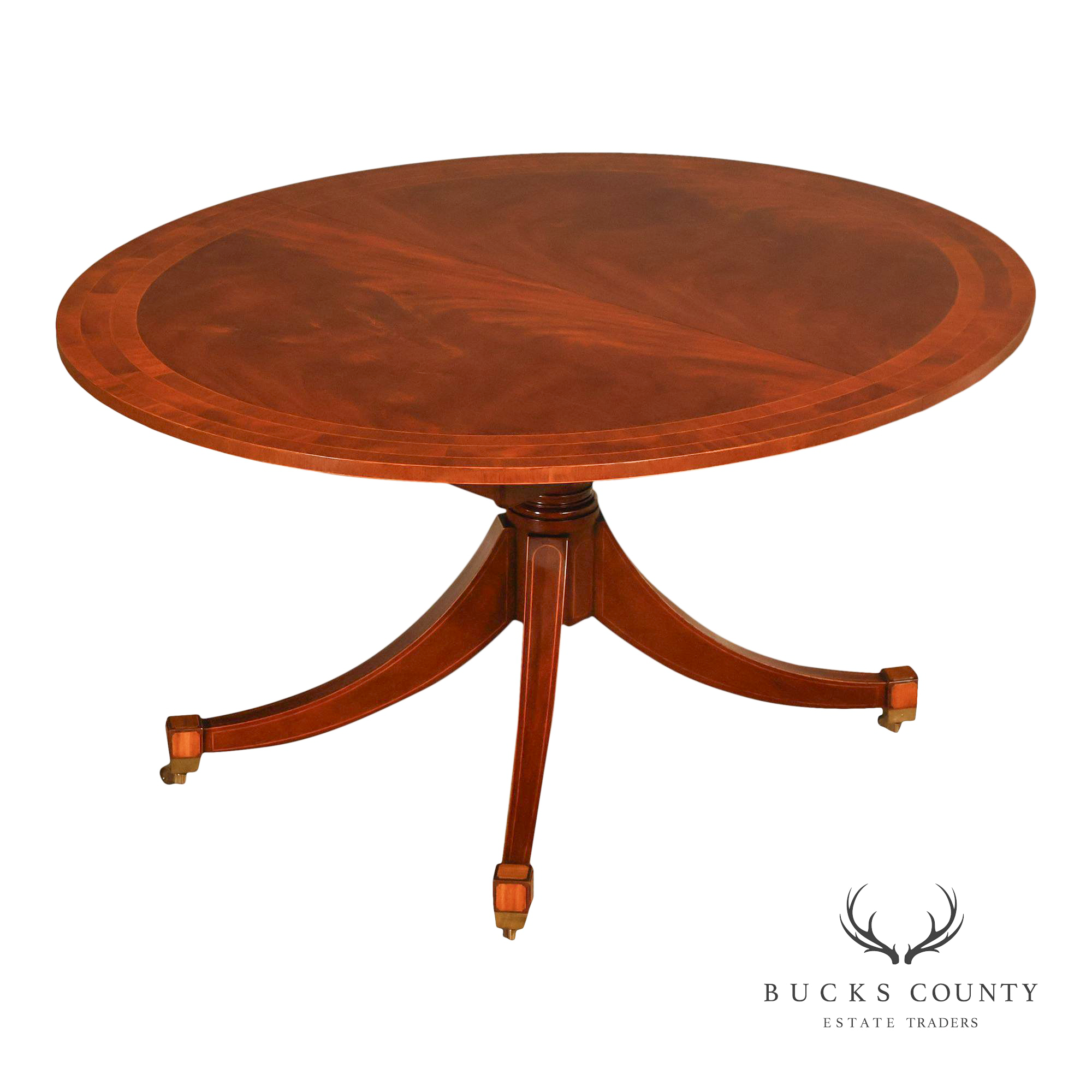 Baker Regency Style Banded Mahogany Extendable Dining Table
