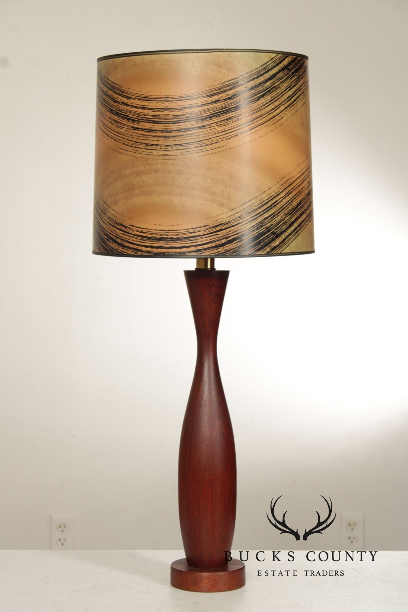 Mid Century Modern Sculpted Teak Table Lamp