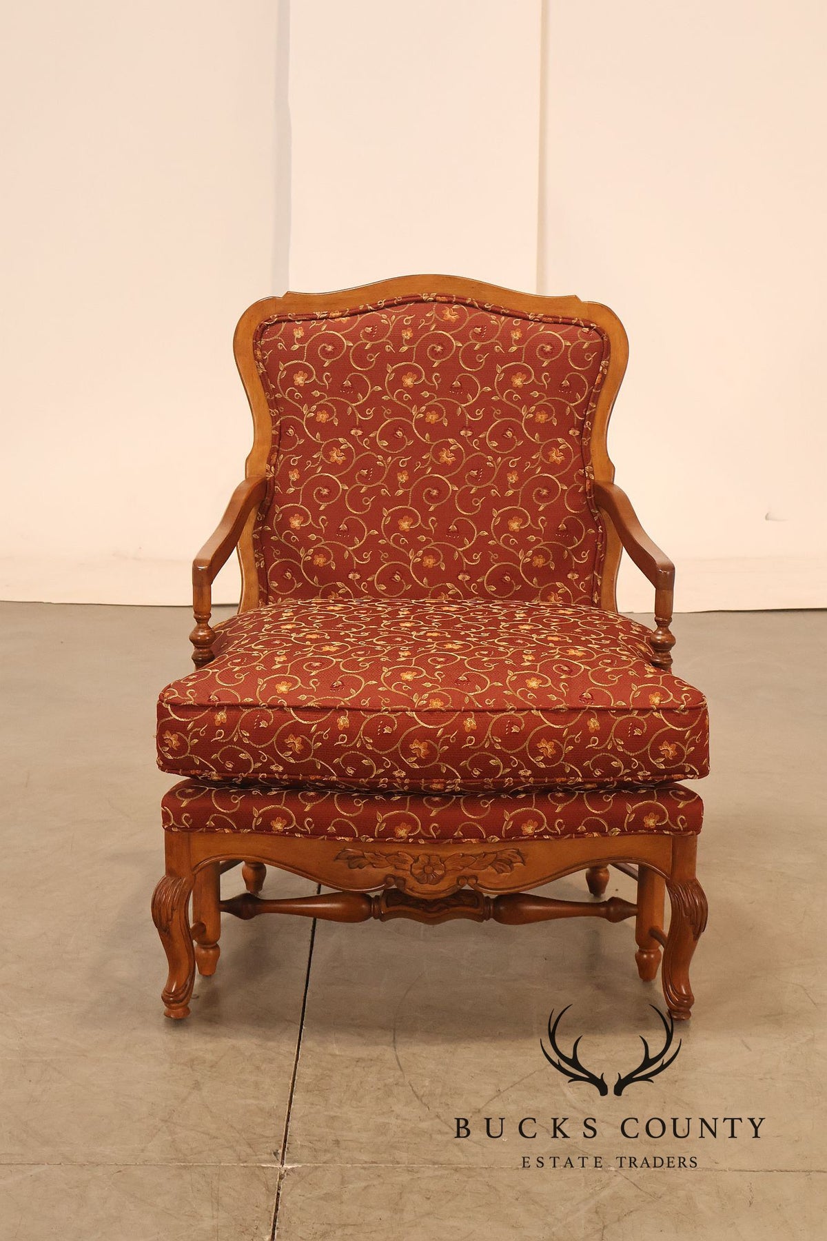 Highland House Pair Of Genevieve French Country Upholstered Lounge Chairs
