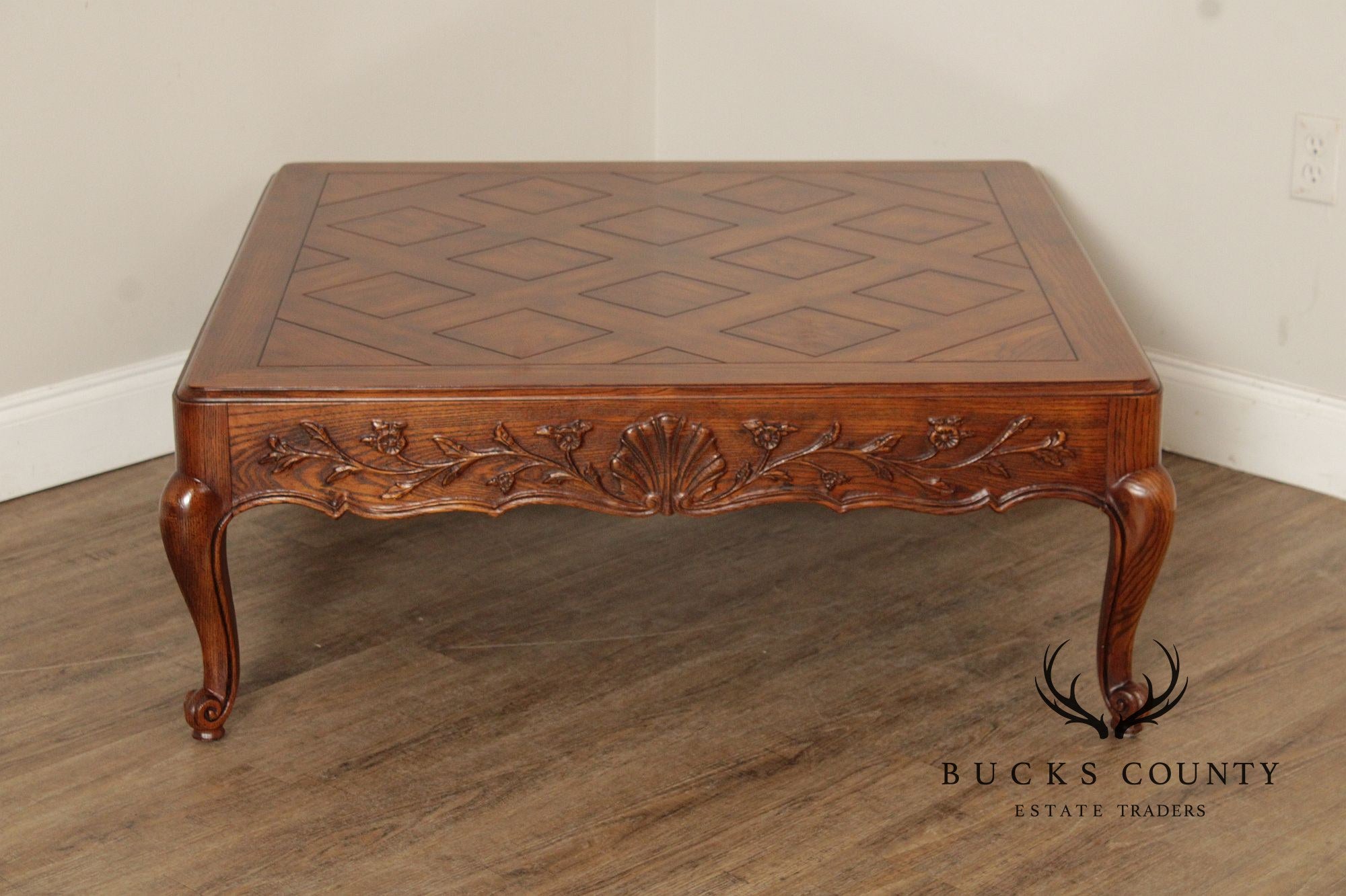 Henredon French Provincial Style Carved Oak Coffee Table