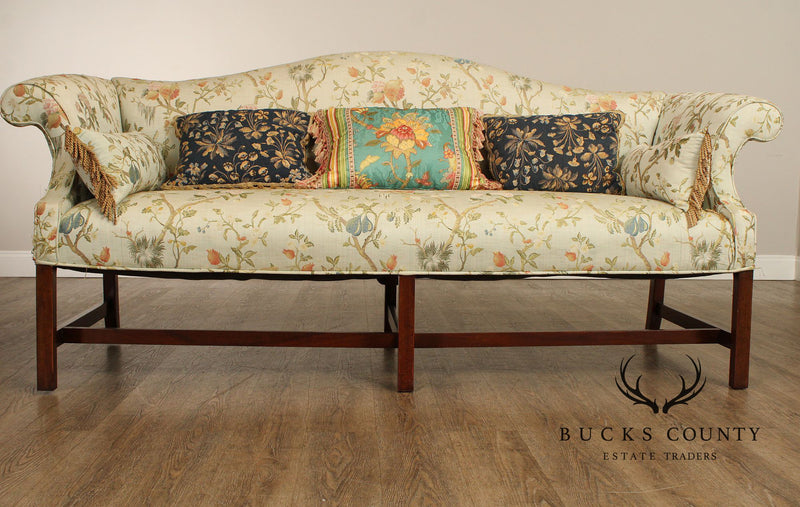 Chippendale Style Custom Mahogany Frame Camelback Sofa