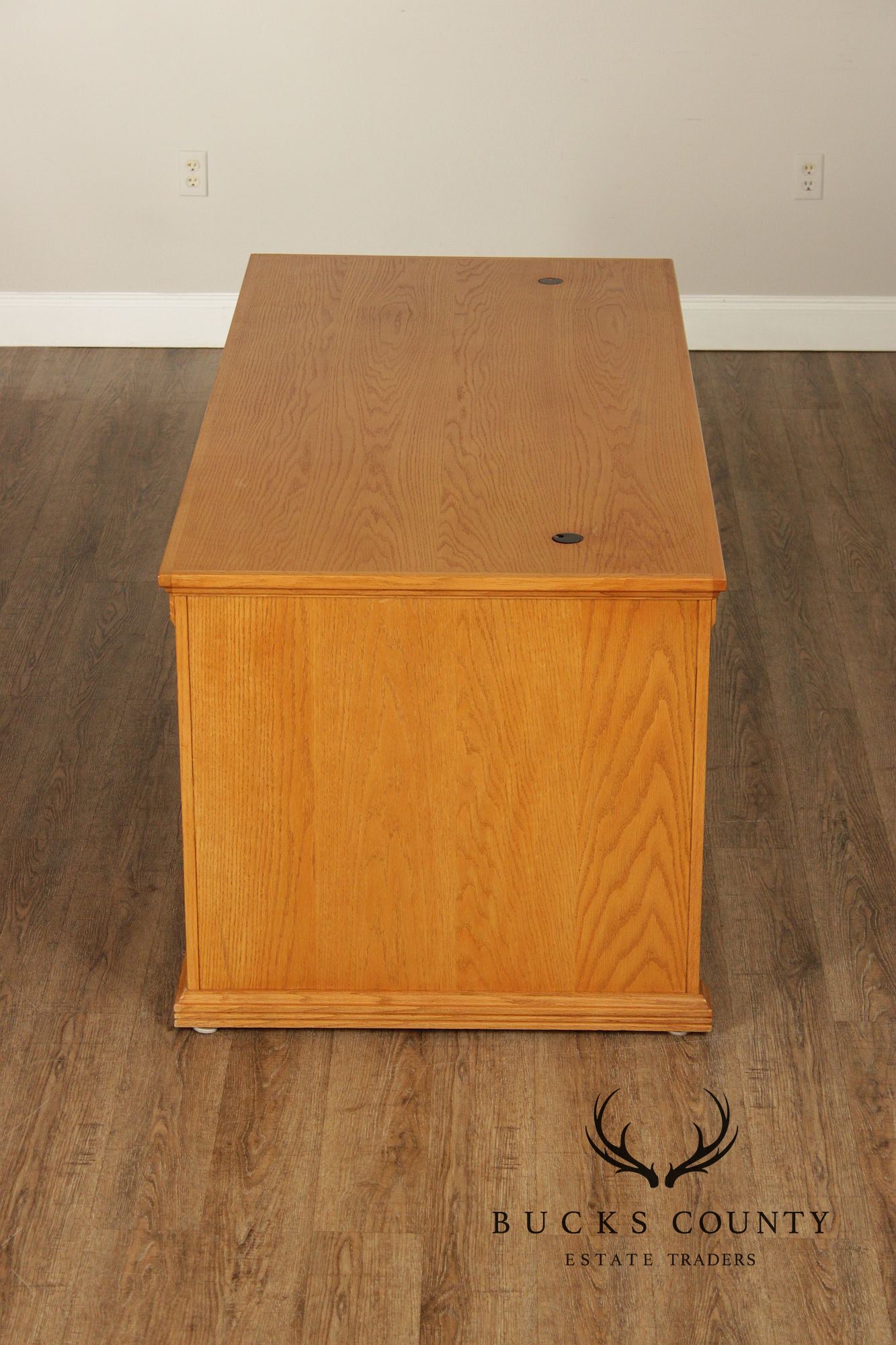 Traditional Custom Oak Executive Pedestal Desk