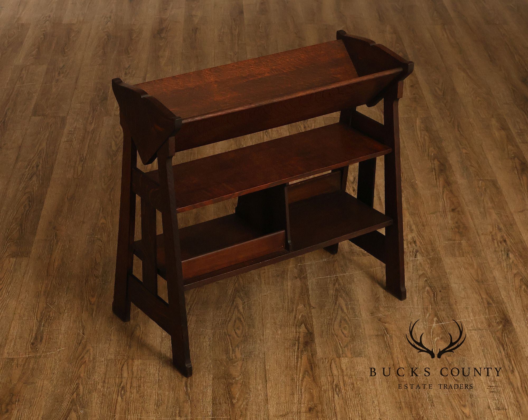 Antique Stickley Brothers No. 4657 Mission Oak Book Rack