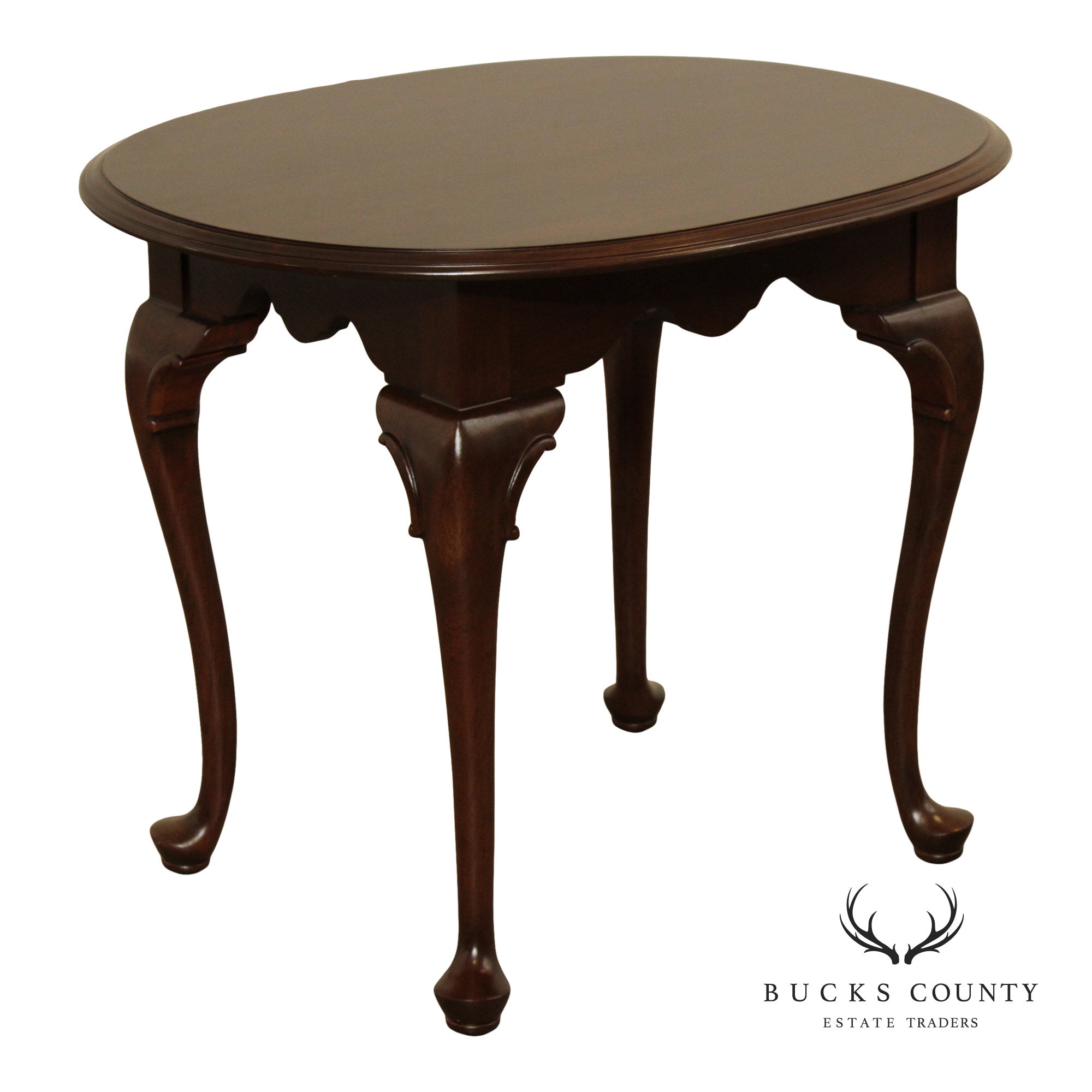Ethan Allen 'Georgian Court' Queen Anne Style Carved Cherry End Table
