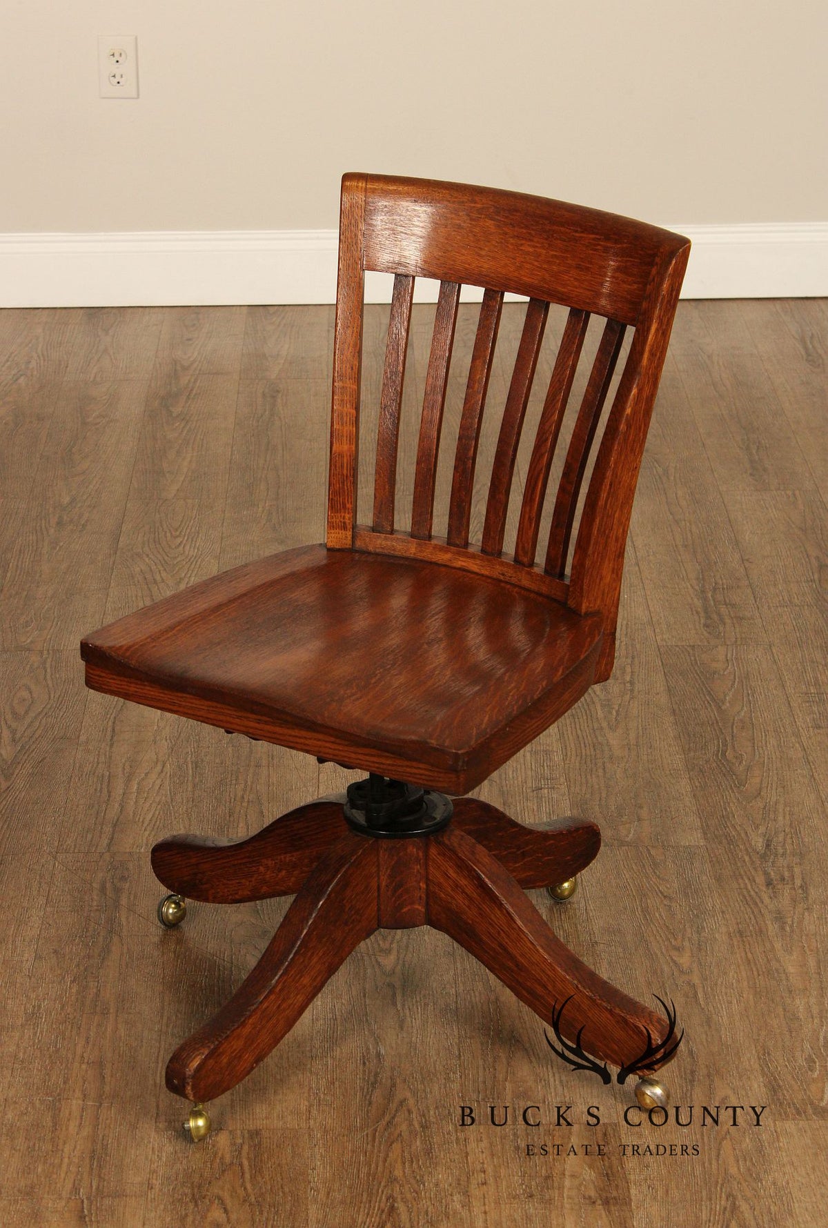 American Style Oak Swivel Banker Office Desk Chair