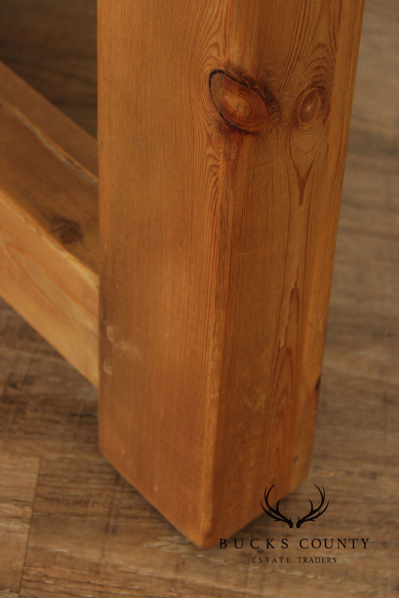 Rustic Industrial Round Pine Dining Or Center Table With X-Base