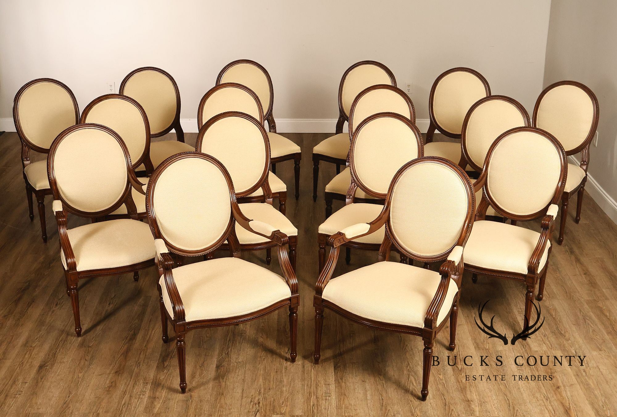 Louis XVI Style Set Of 16 Oval Back Dining Chairs