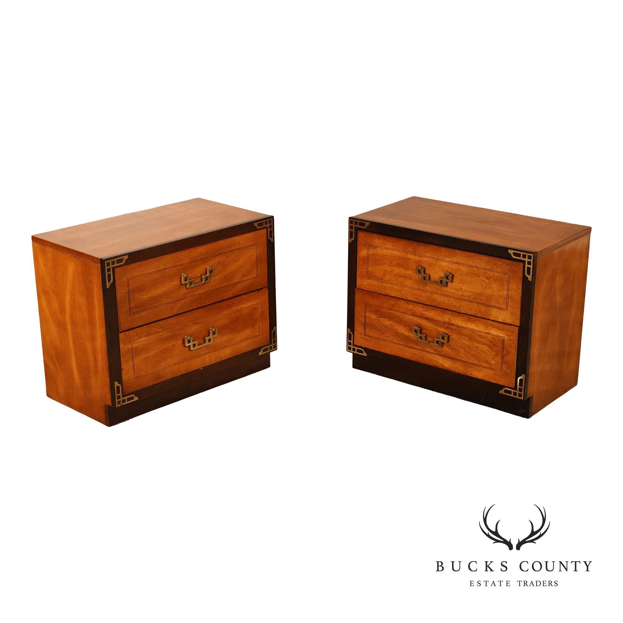 Vintage Bassett Chinoiserie Style Nightstands