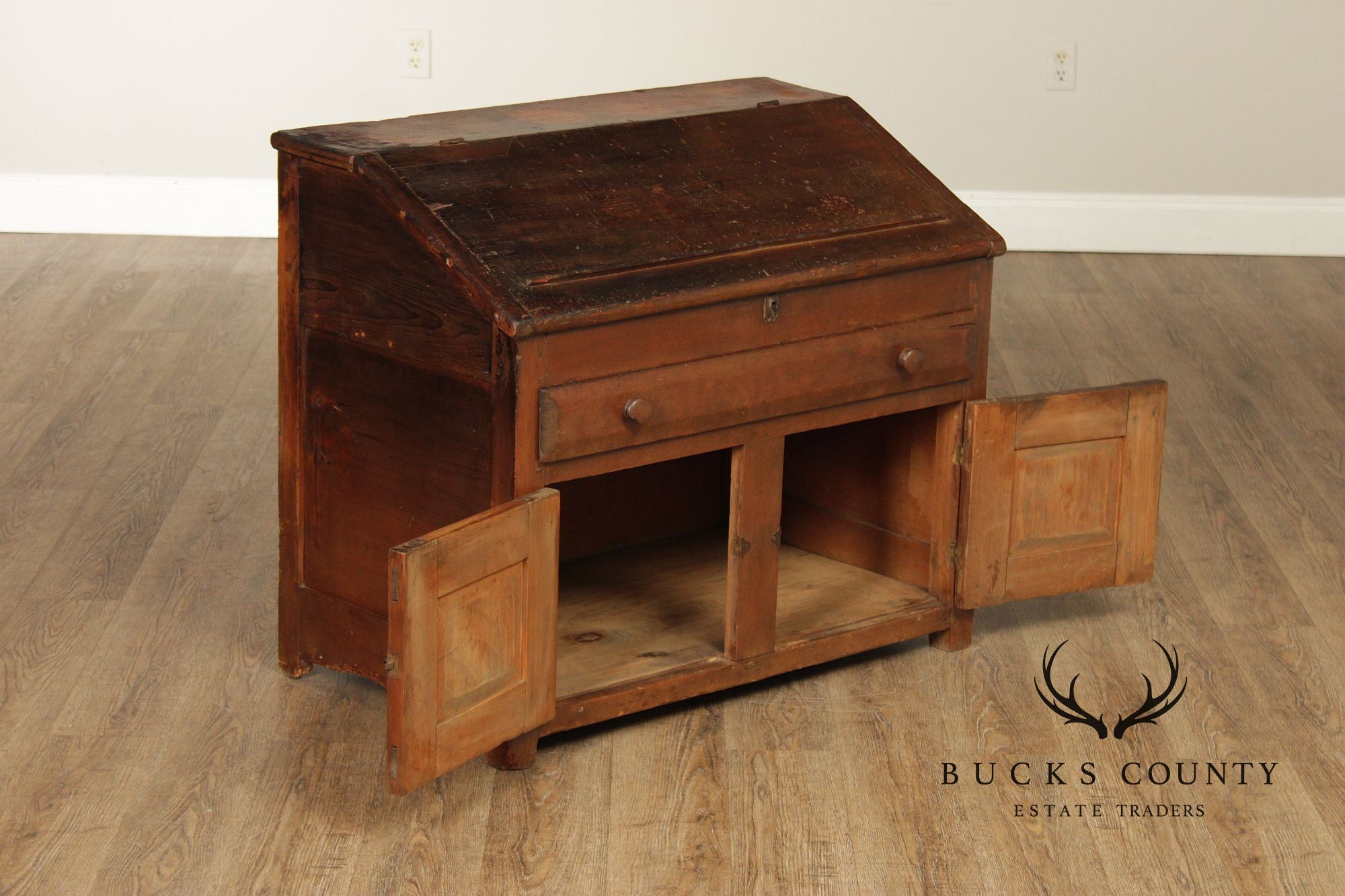 Antique Country Pine Slant Front Schoolmaster’s Desk
