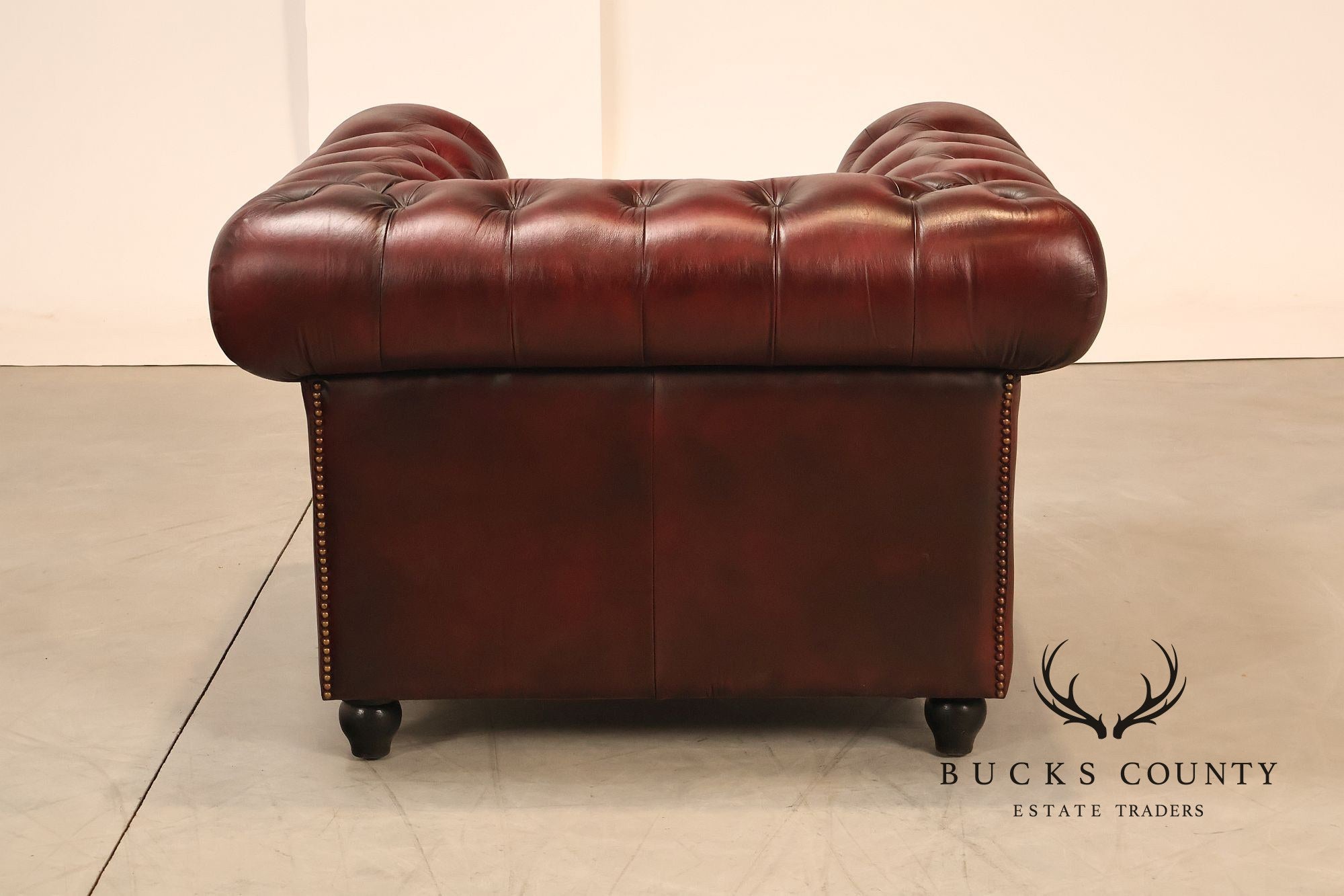 Chesterfield Style Pair Of Oxford Red Tufted Leather Club Chairs
