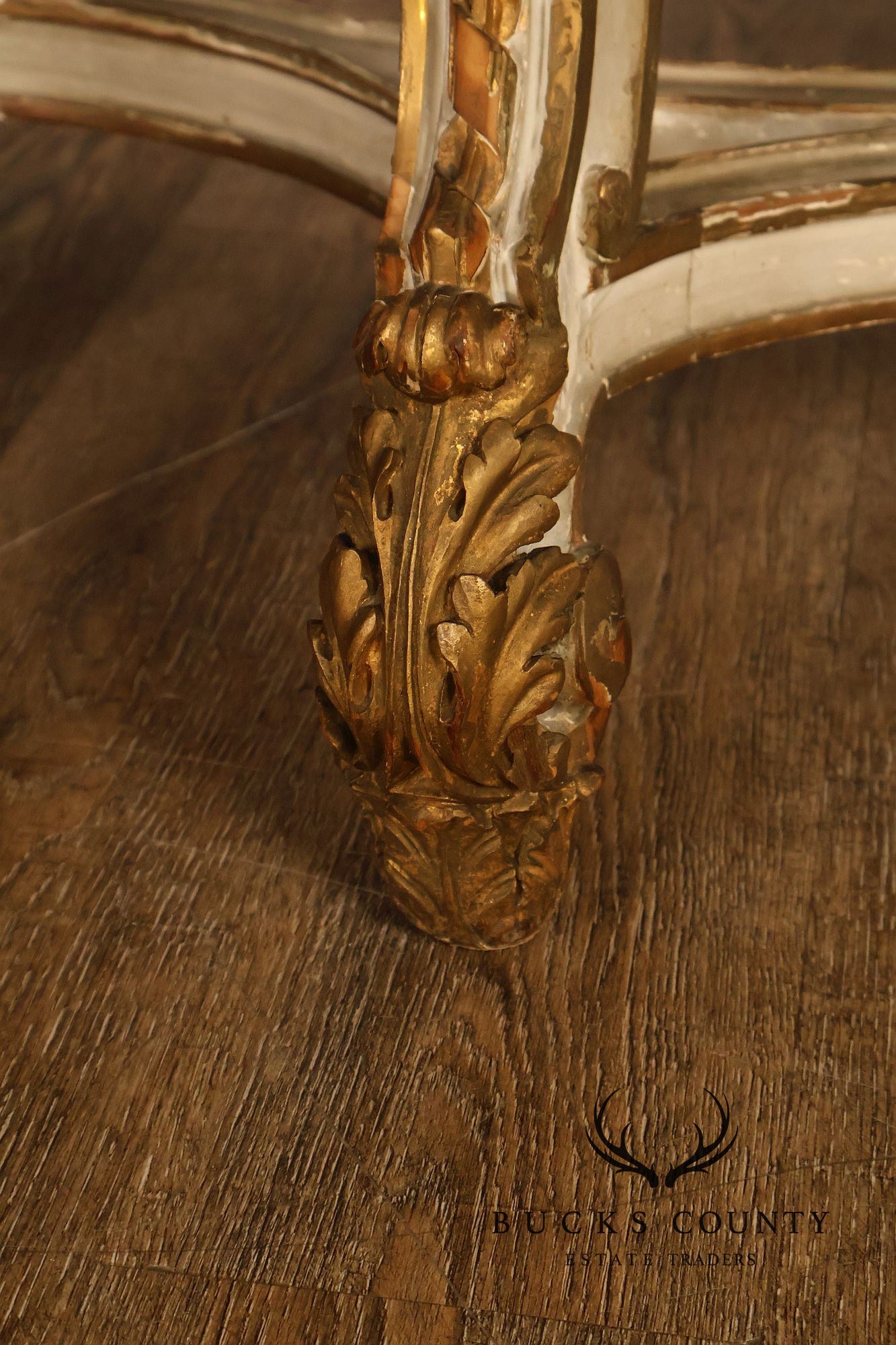 Louis XV Style Giltwood And Painted Demilune Marble Top Console Table