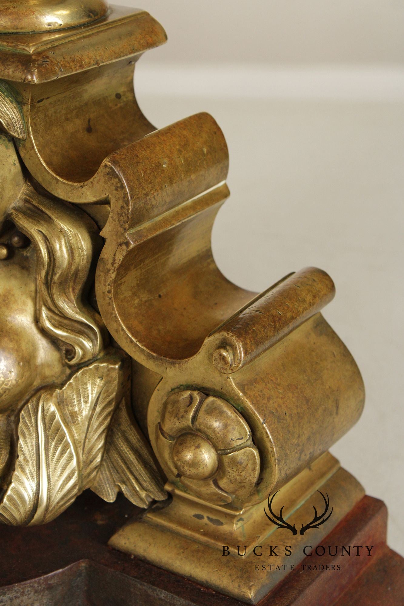 French Louis XIV Style Pair of Brass Figural 'Marmouset' Andirons