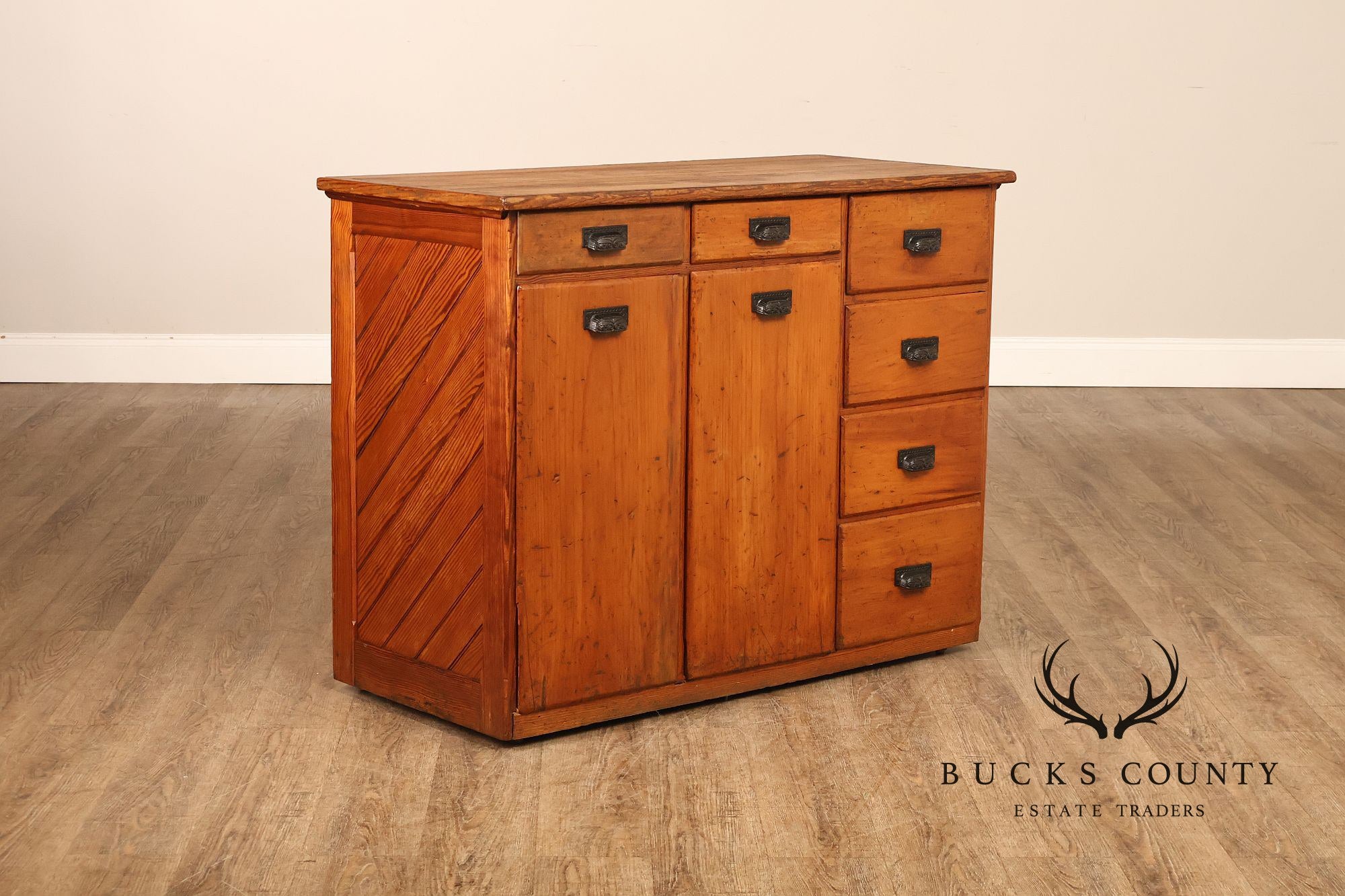 County Style Antique Industrial Baker’s Cabinet