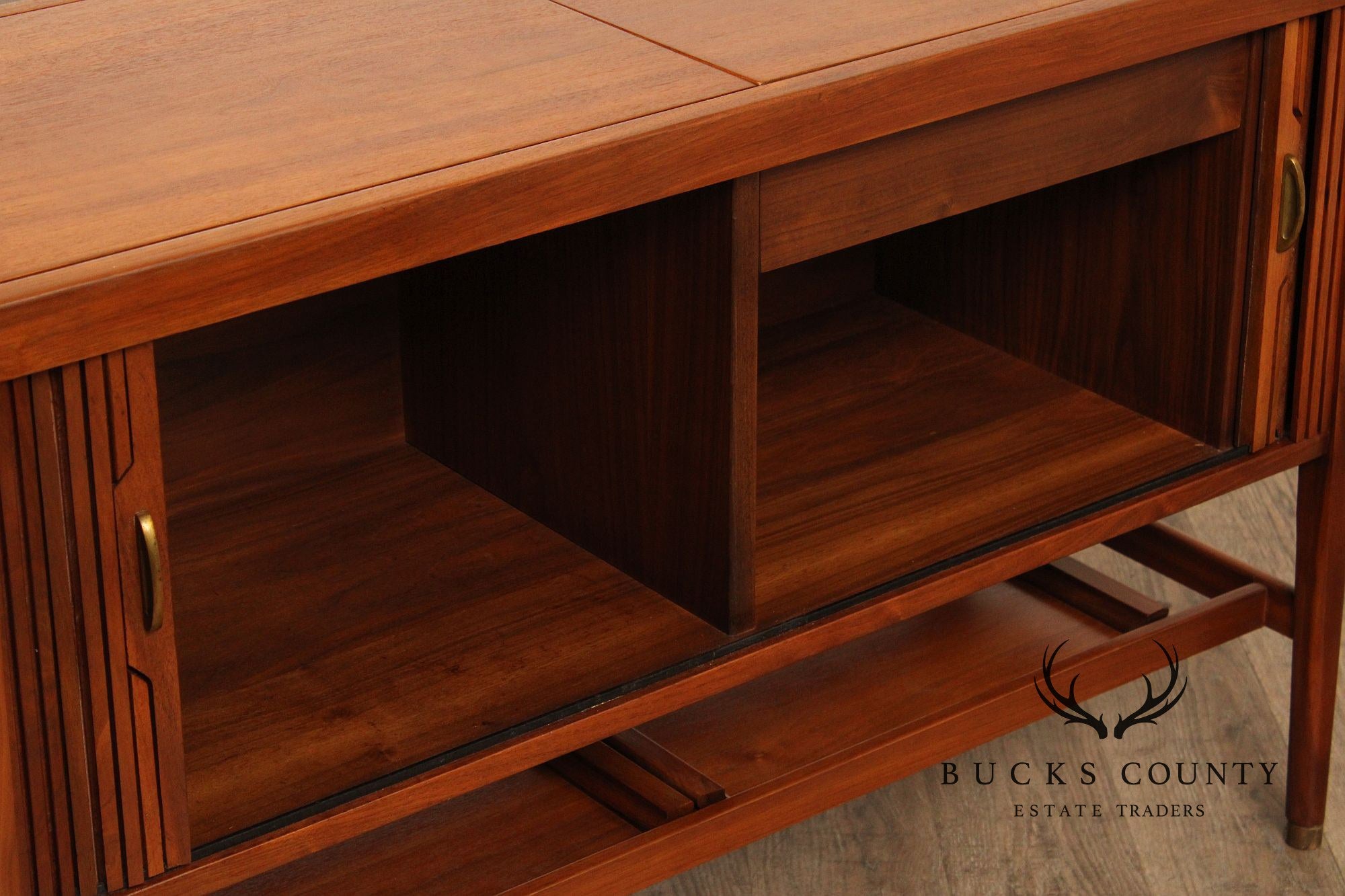 Drexel 'Declaration' Mid Century Modern Walnut Sliding Top Server