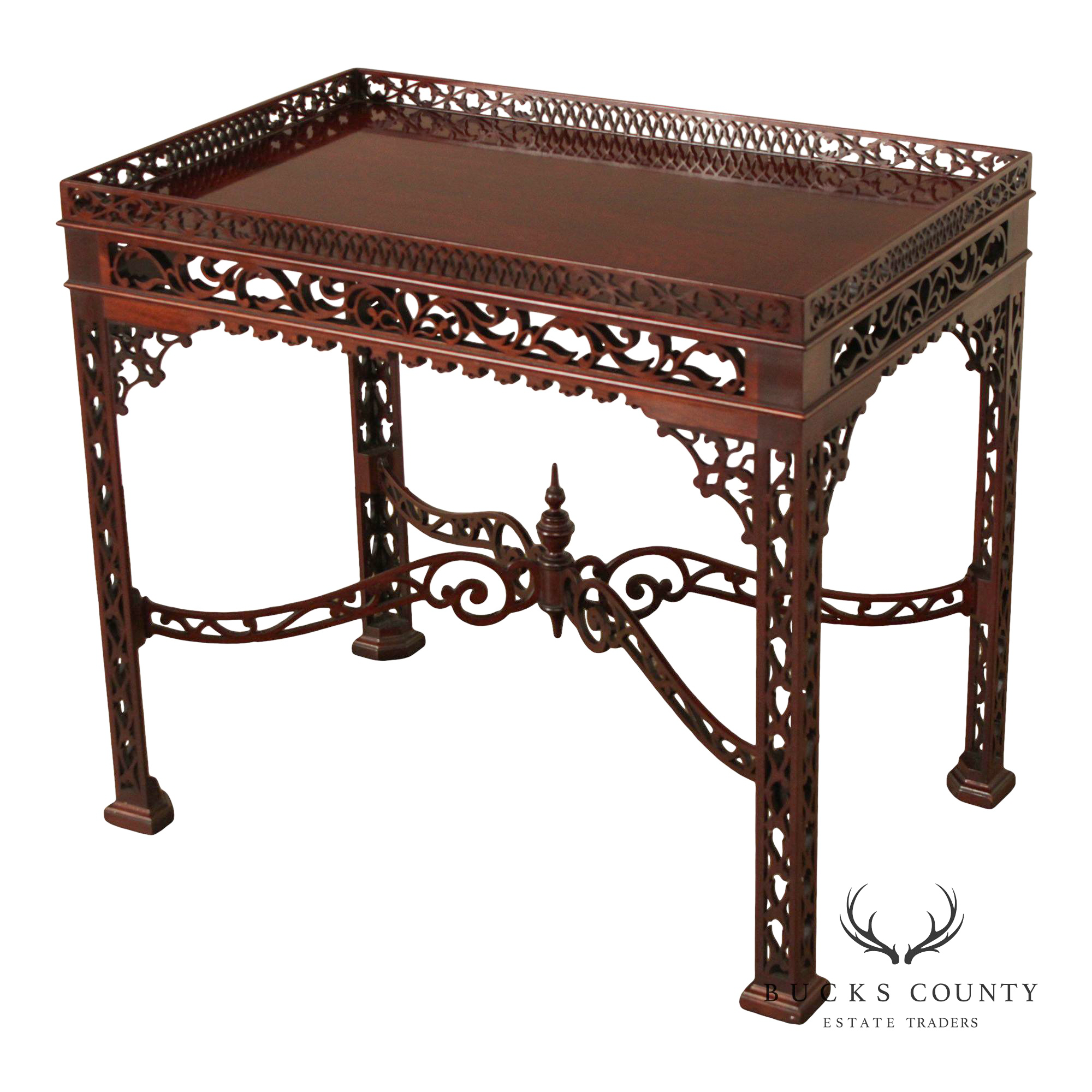 Chinese Chippendale Style Mahogany Tea Table