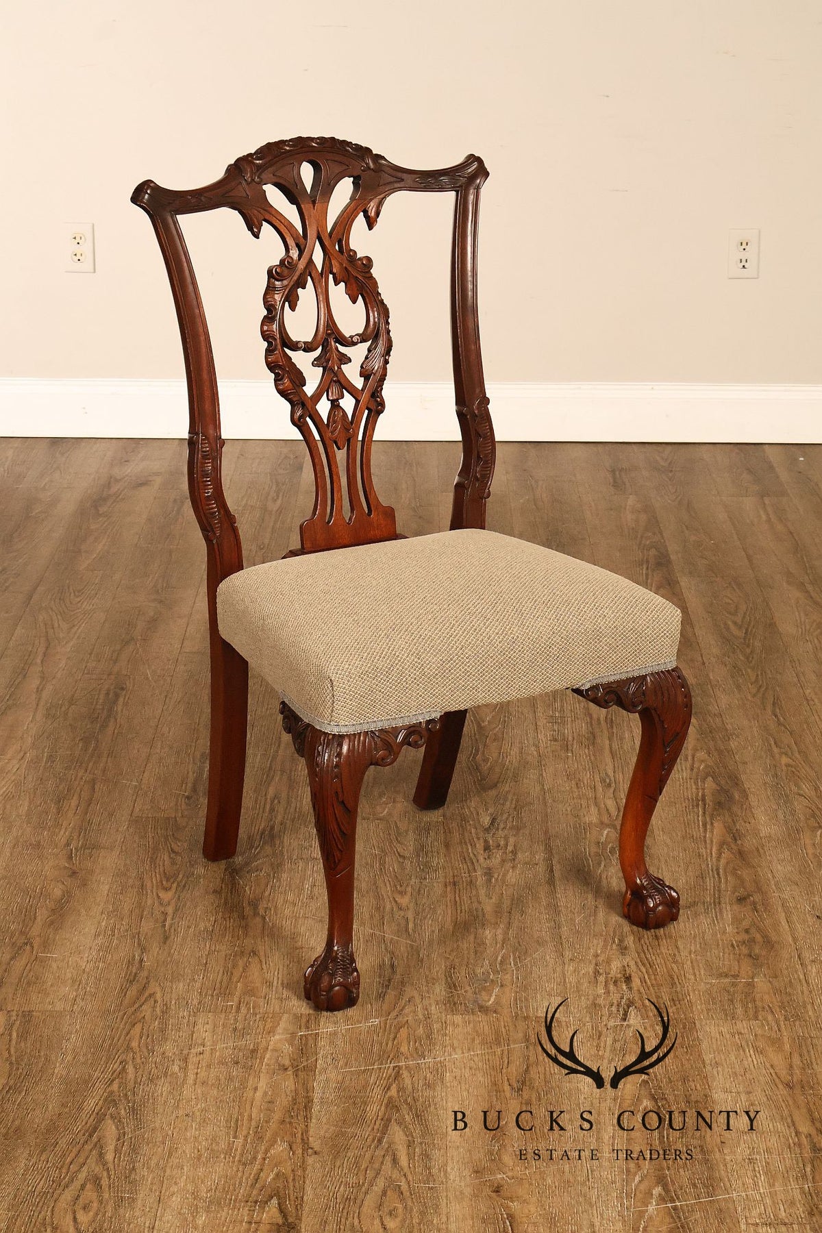 Chippendale Style Set of Eight Carved Mahogany Dining Chairs