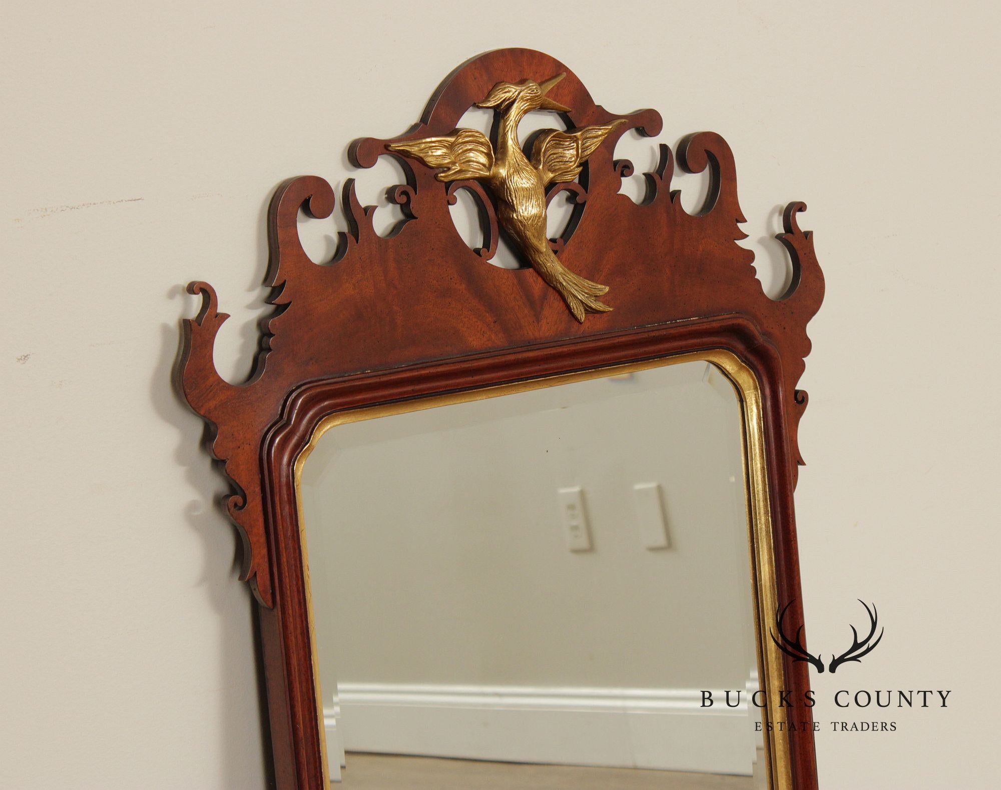 Southampton Chippendale Style Partial Gilt Mahogany Wall Mirror