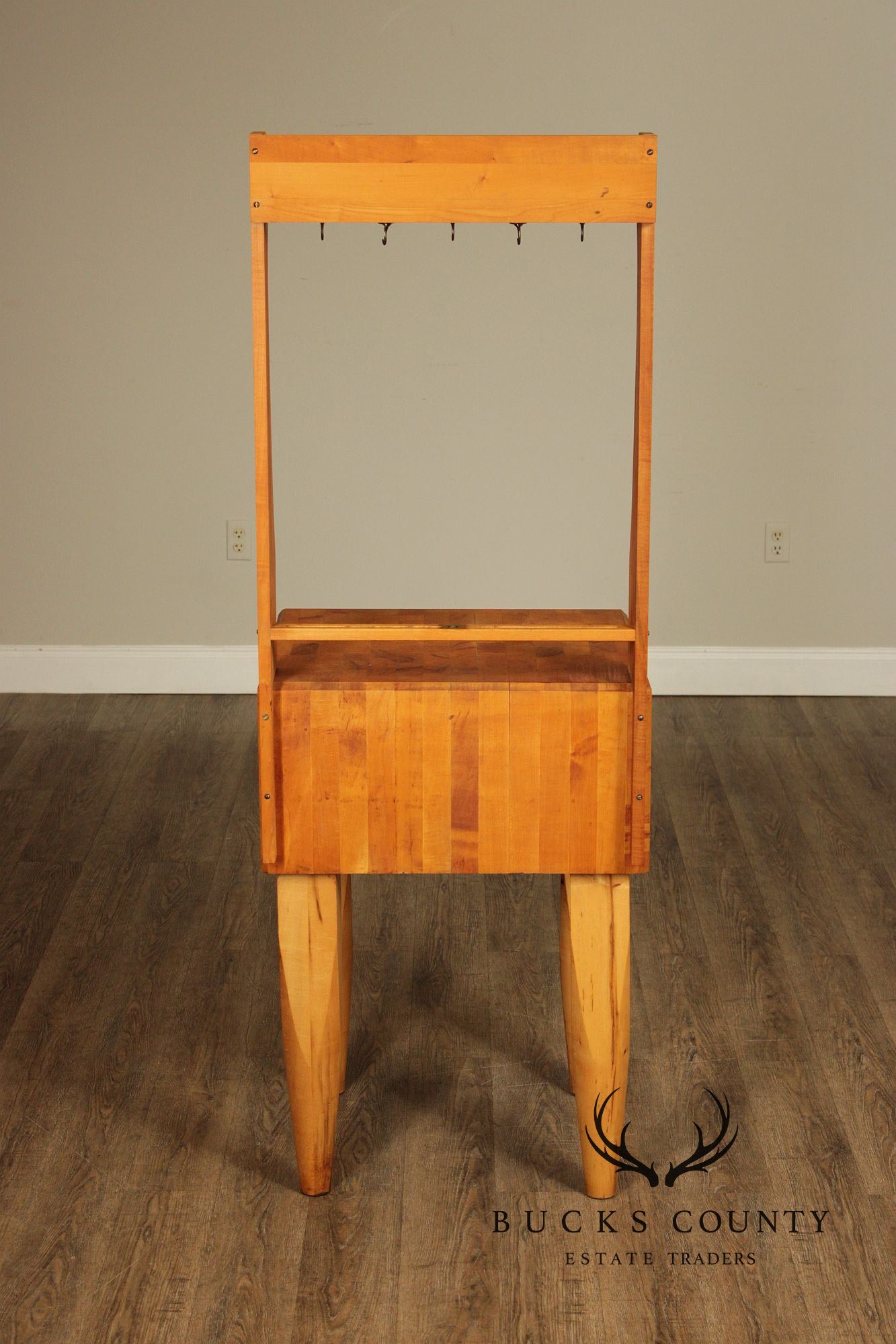 Bally Block Co. Solid Maple Butcher Block Work Table With Upper Rack