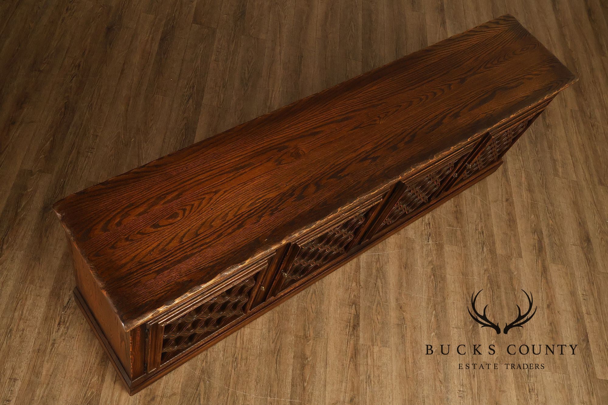 Jamestown Lounge Co. Colonnade Collection Vintage Sculpted Oak Long Credenza