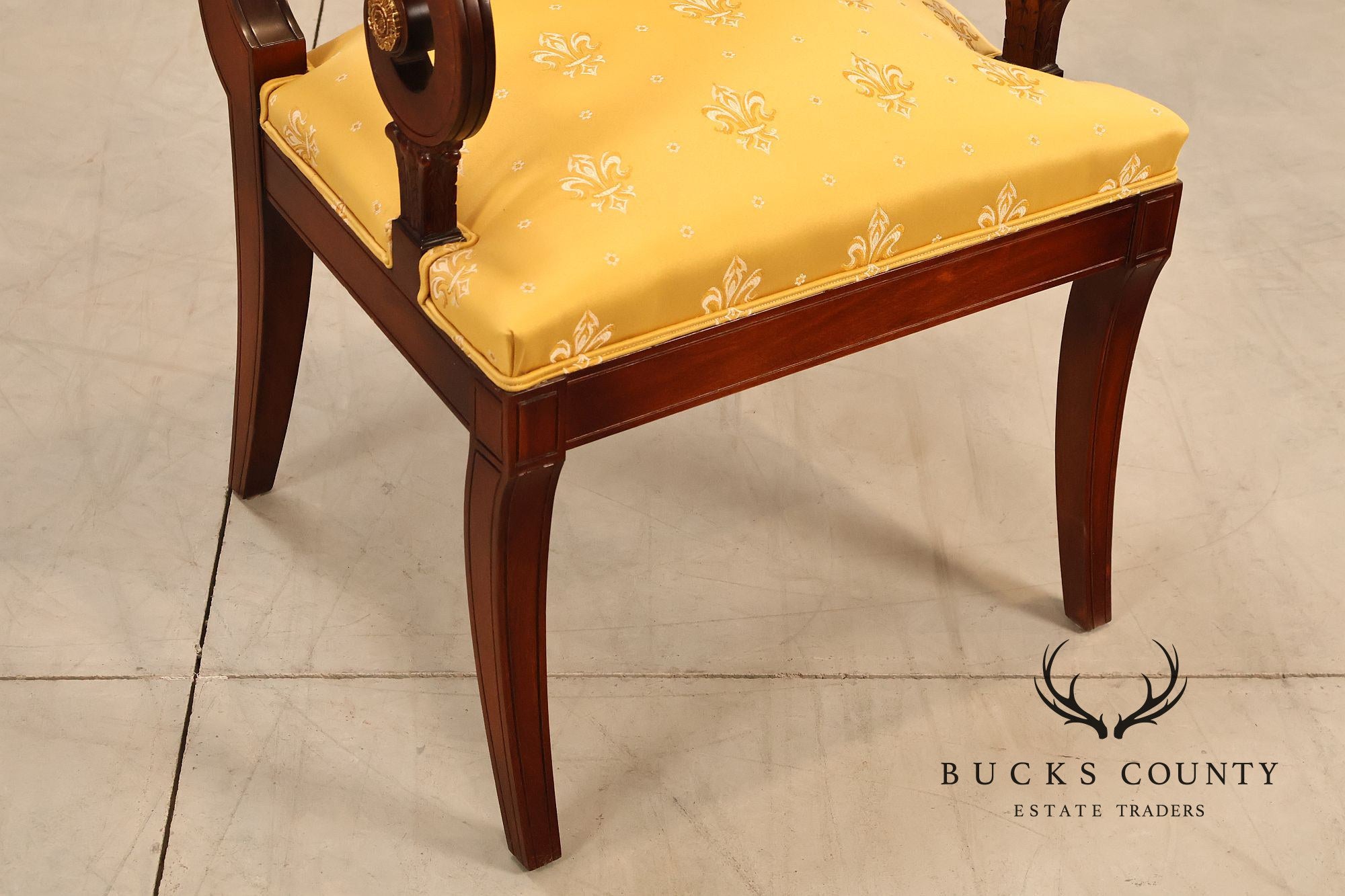Neoclassical Empire Style Mahogany Open Armchair