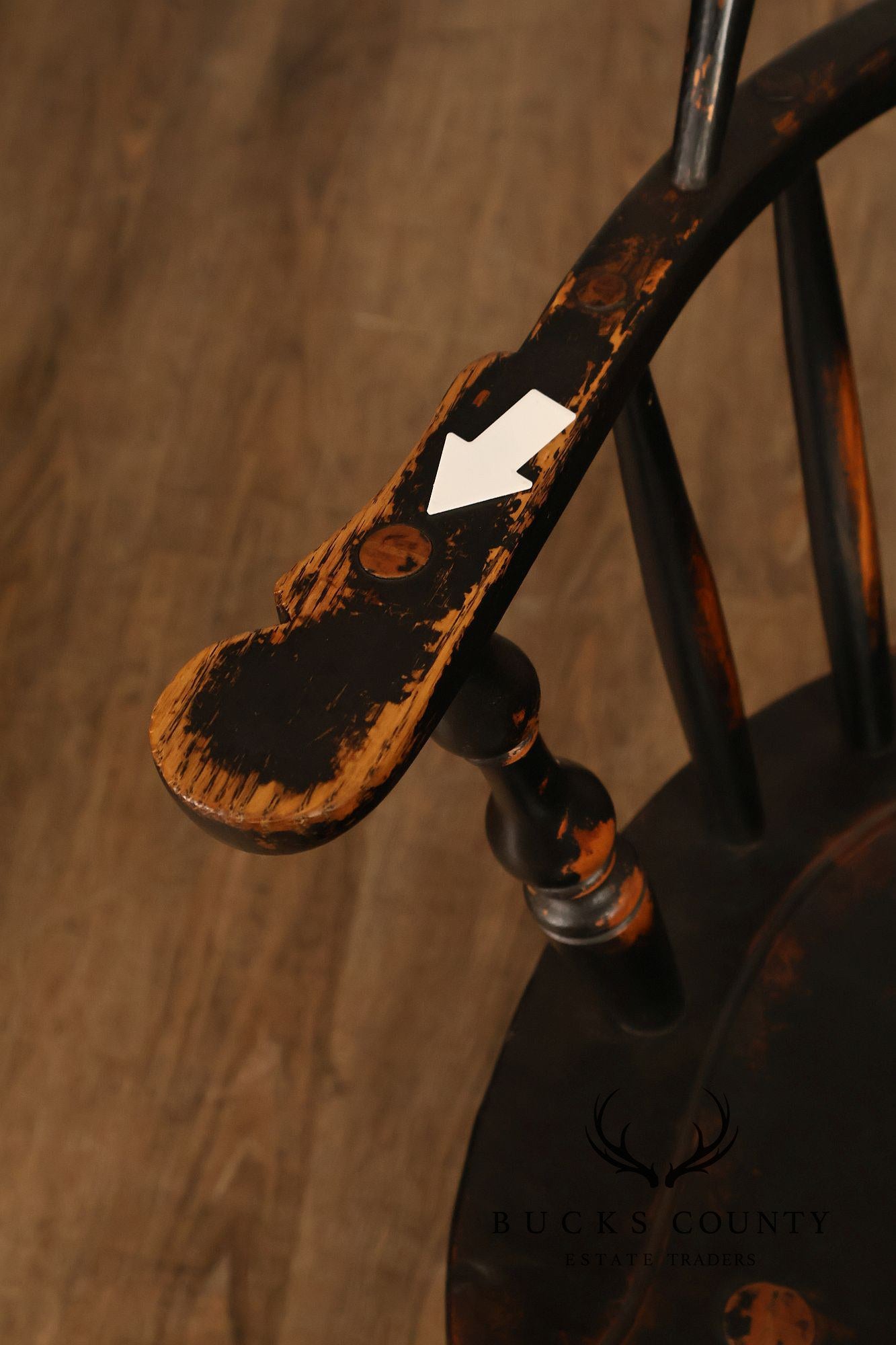 Richard Grell Set of Four Distress Painted Windsor Chairs