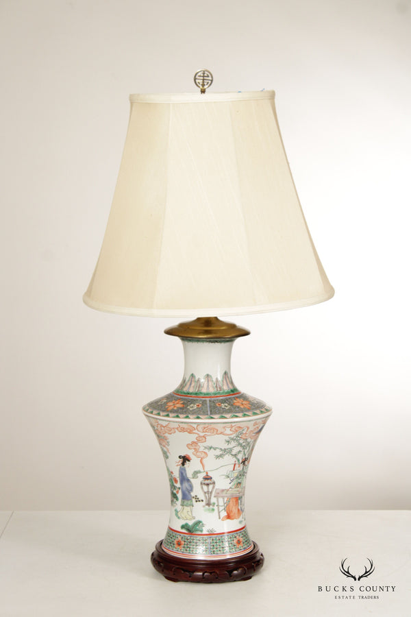 Chinese Enameled Porcelain Vasiform Table Lamp