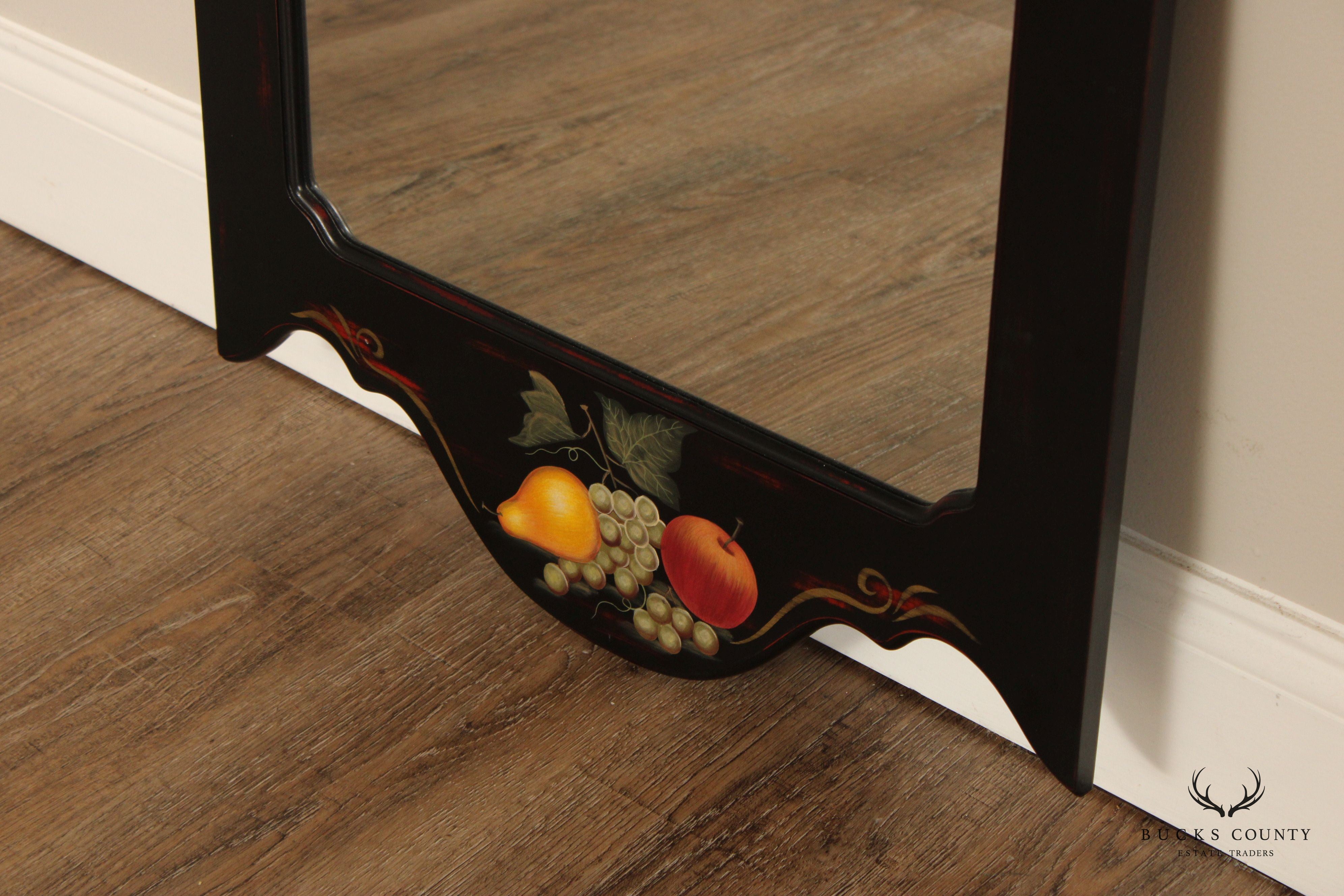 Painted Black Fruit Motif Wall Mirror