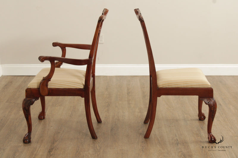 Chippendale Style Set of Four Carved Mahogany Dining Chairs