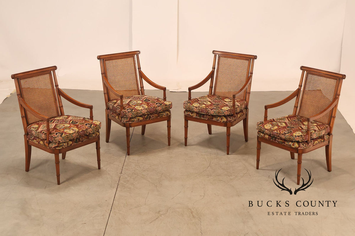 Mid Century Set of Four Cane Back Armchairs