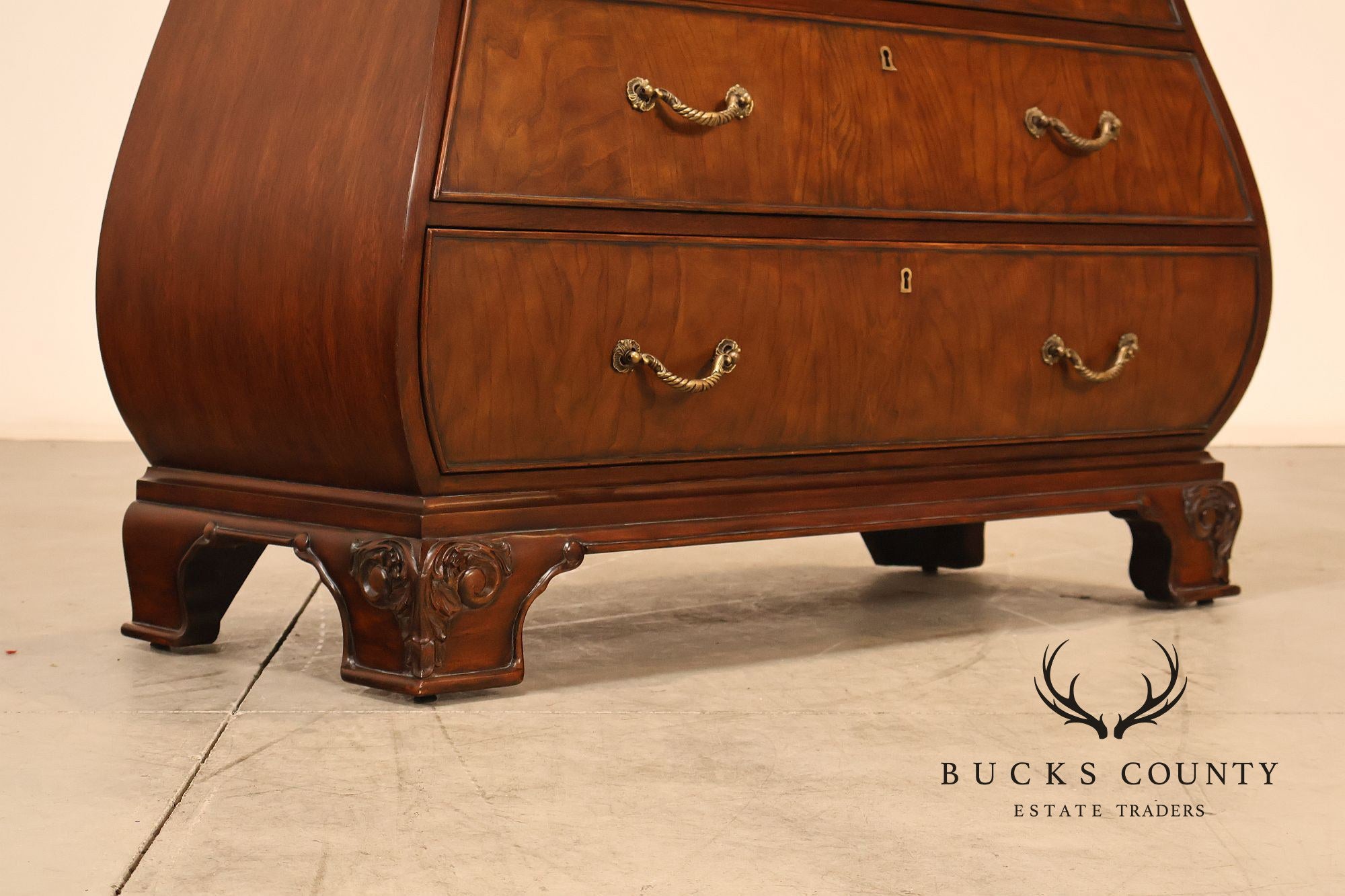 Ethan Allen Townhouse Collection Burlwood Bombe Chest