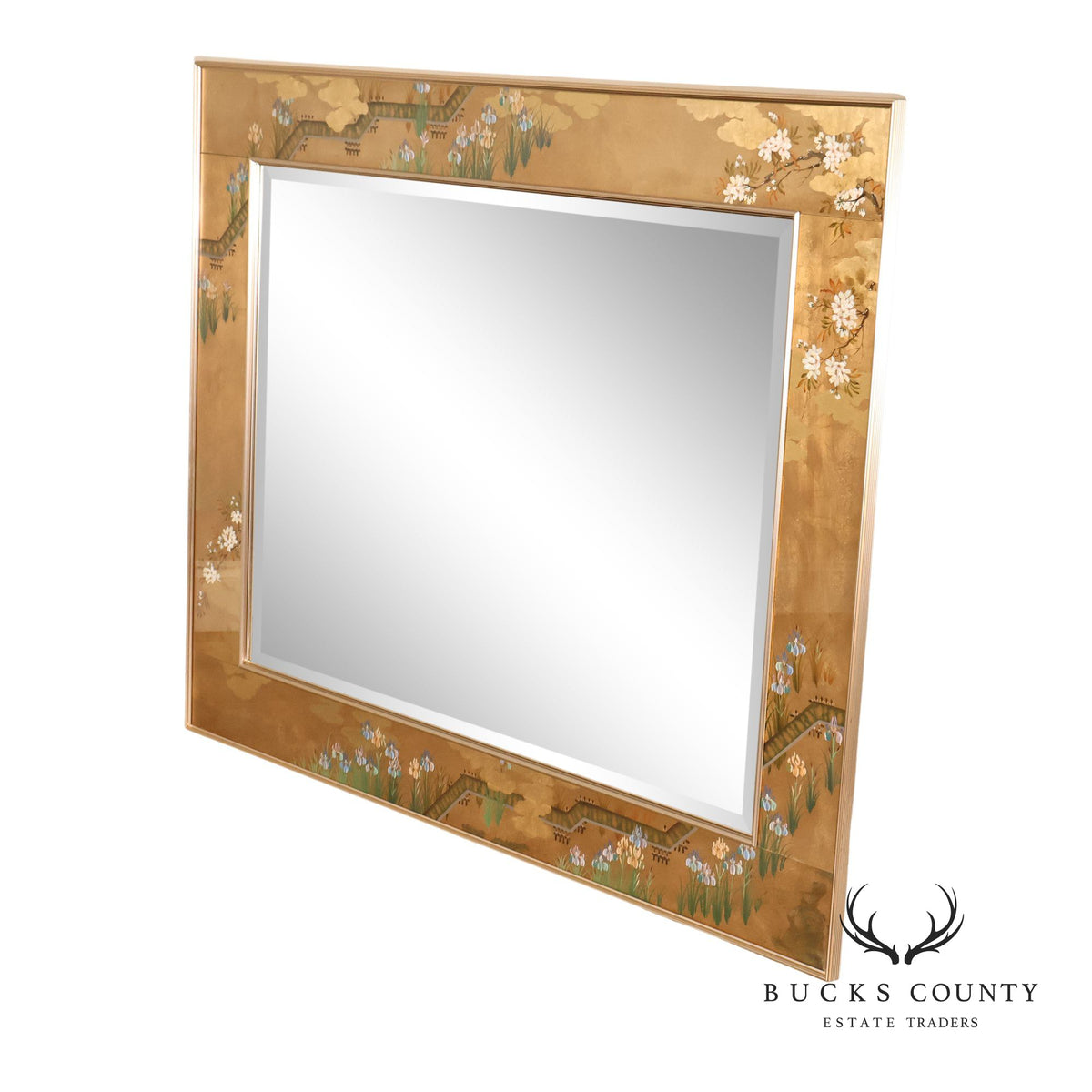 LaBarge Chinoiserie Eglomise Wall Mirror