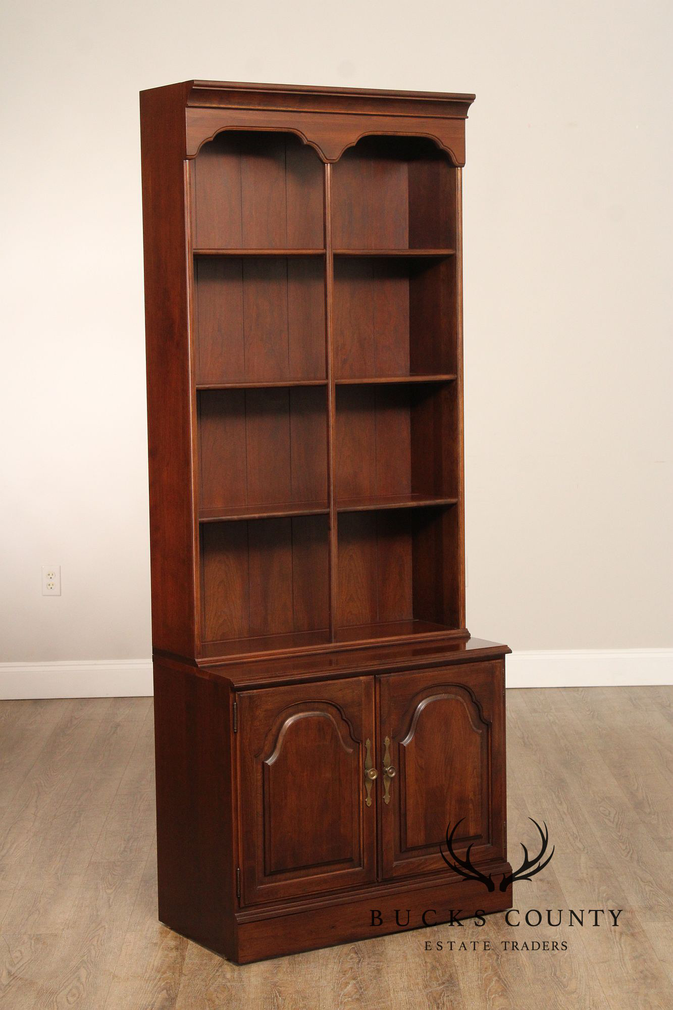 Kling Colonial Style Cherry Stepback Bookcase Cabinet