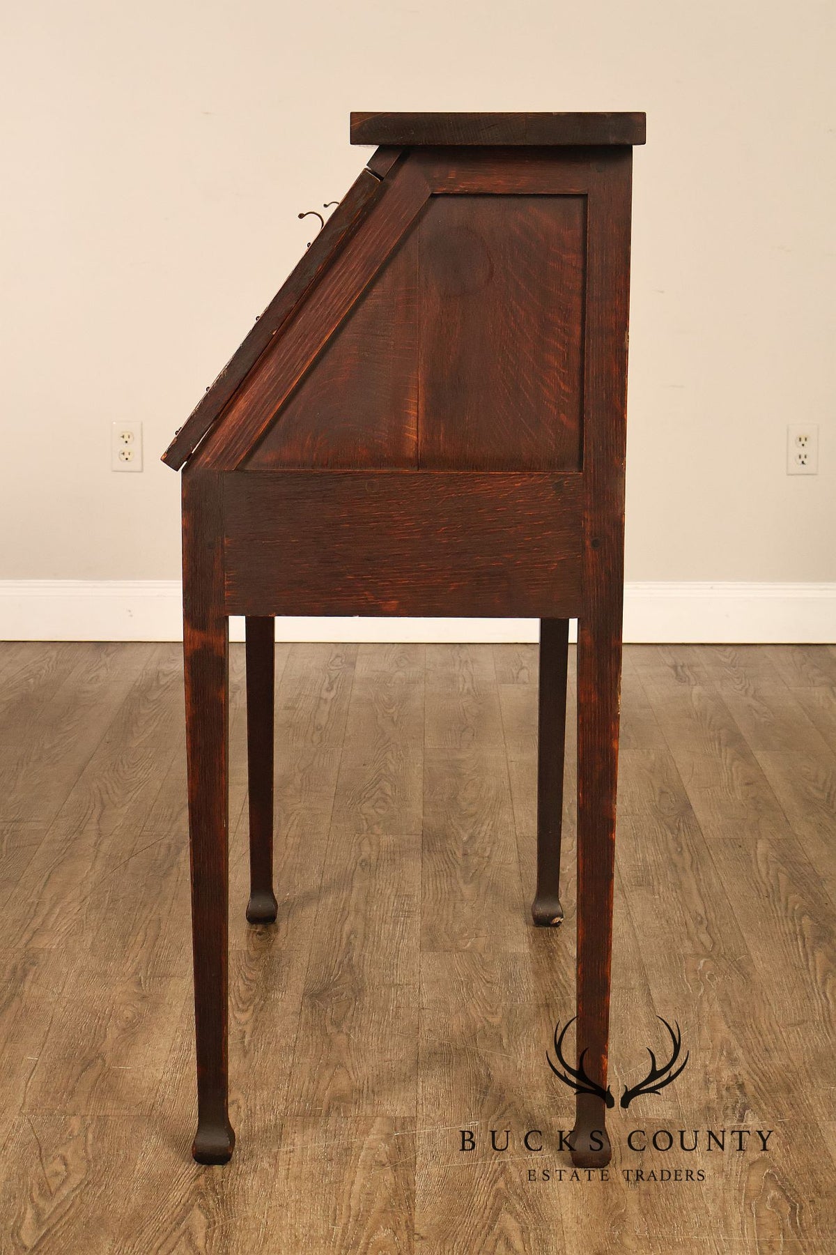 Antique Roycroft Arts And Crafts Mission Oak Drop Front Writing Desk